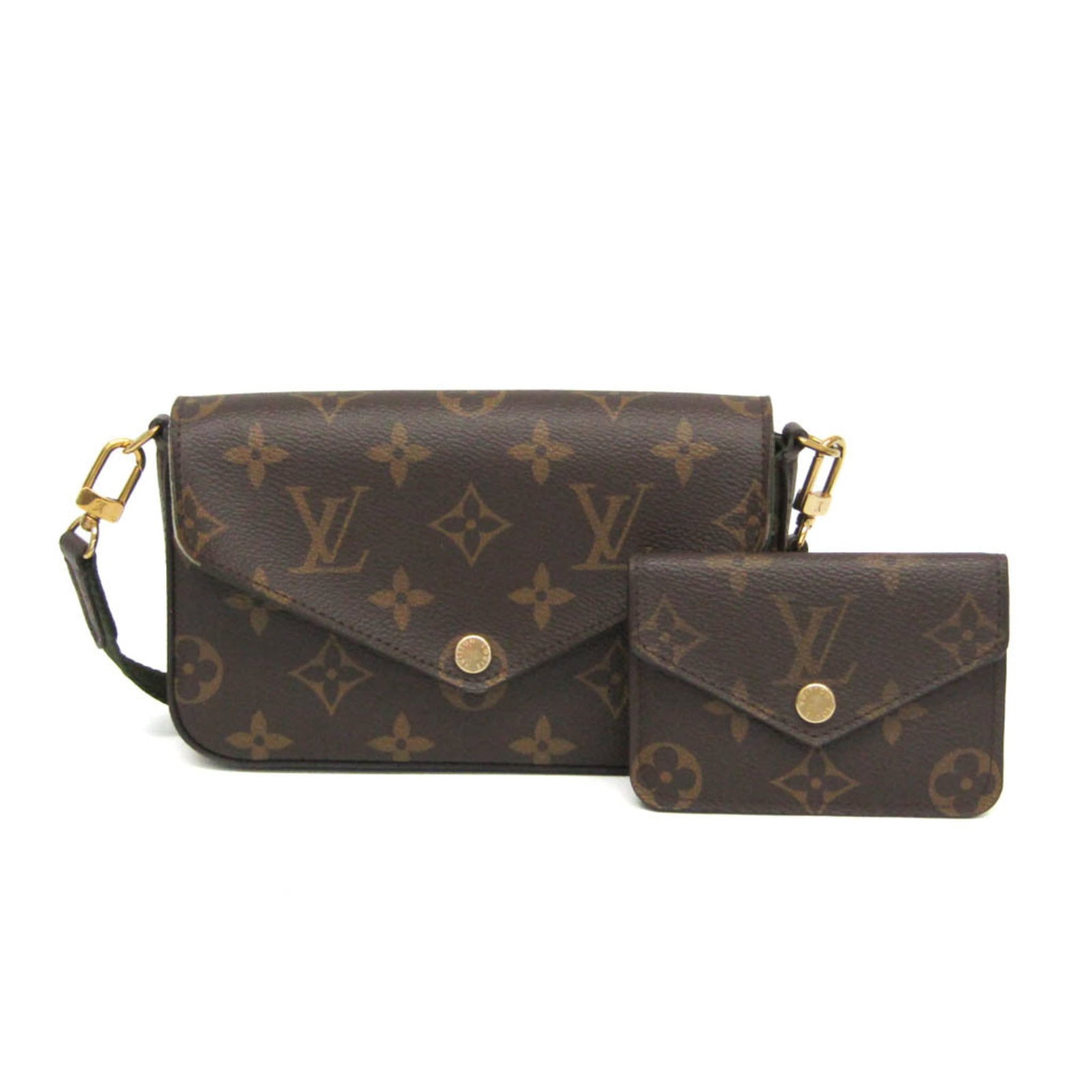Shoulder Bag Monogram Louis Vuitton: Shoulder Bag Monogram Louis Vuitton Black and Khaki Monogram Louis Vuitton Shoulder Bag. This Mini Pochette Felicie features a classic multi-colored Monogram pattern, a snap fastener closure, and an