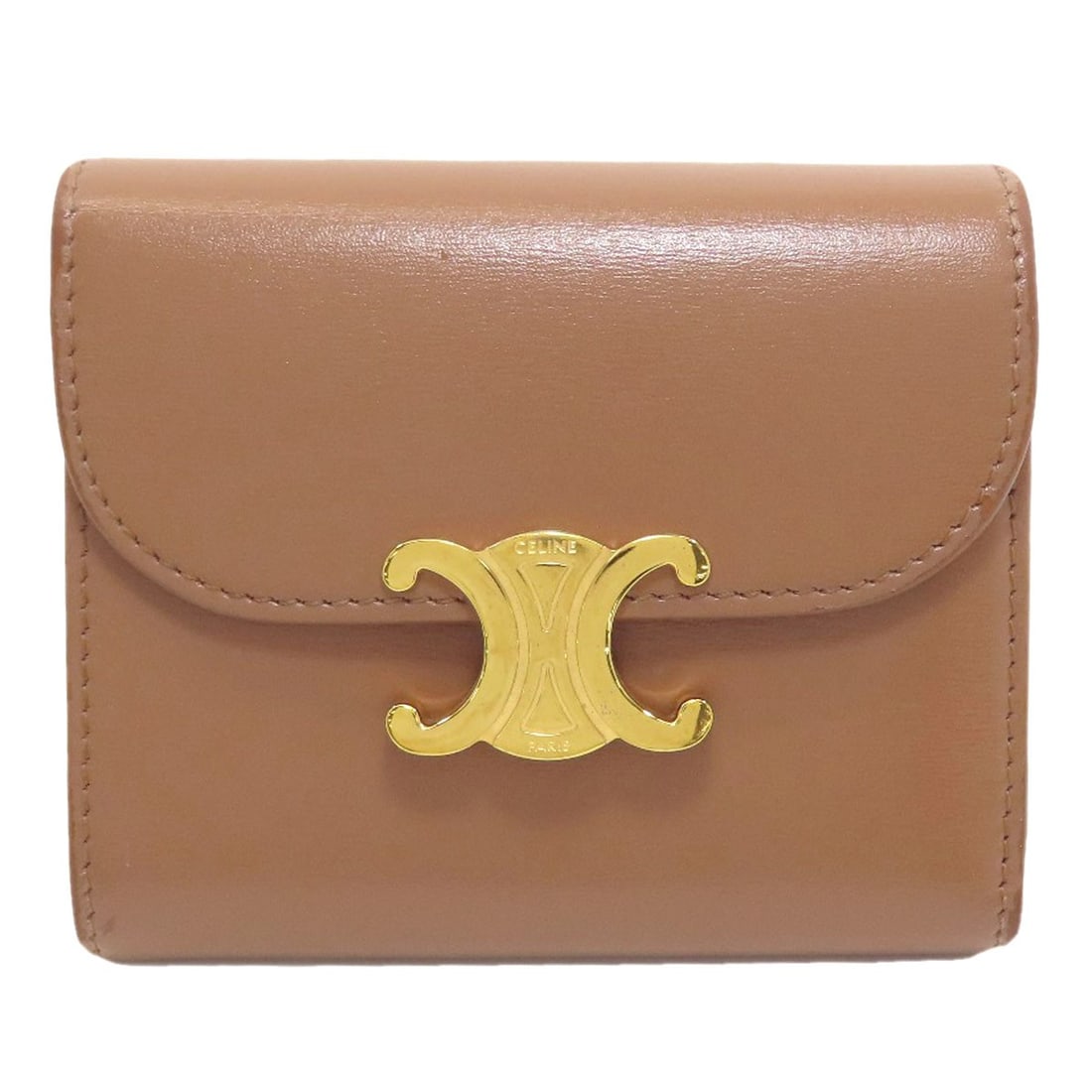 Wallet Small Flap Celine Tri-Fold Triomphe Coin Pocket: Wallet Small Flap Celine Tri-Fold Triomphe Coin Pocket Small Flap Celine Tri-Fold Triomphe Coin Pocket Wallet in Brown Leather. This tri-fold wallet features a coin pocket for added convenience. Made 