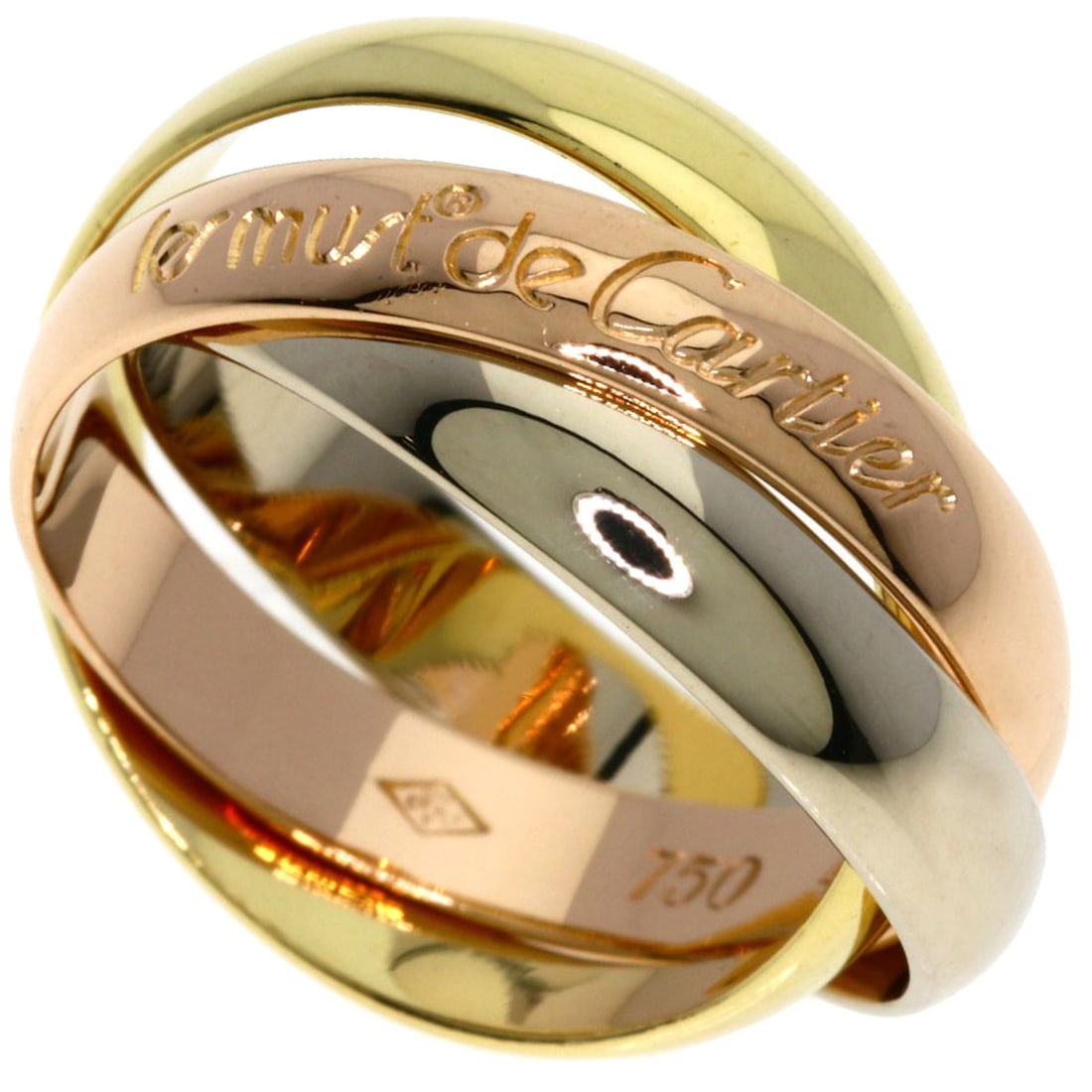 Yellow Gold 18K Pink Gold Cartier Trinity Ring K18 #48: Yellow Gold 18K Pink Gold Cartier Trinity Ring K18 #48 Yellow Gold 18K Pink Gold Cartier Trinity Ring K18 #48 is a striking Cartier ring featuring K18 yellow gold construction and a 4.5 US ring size. 