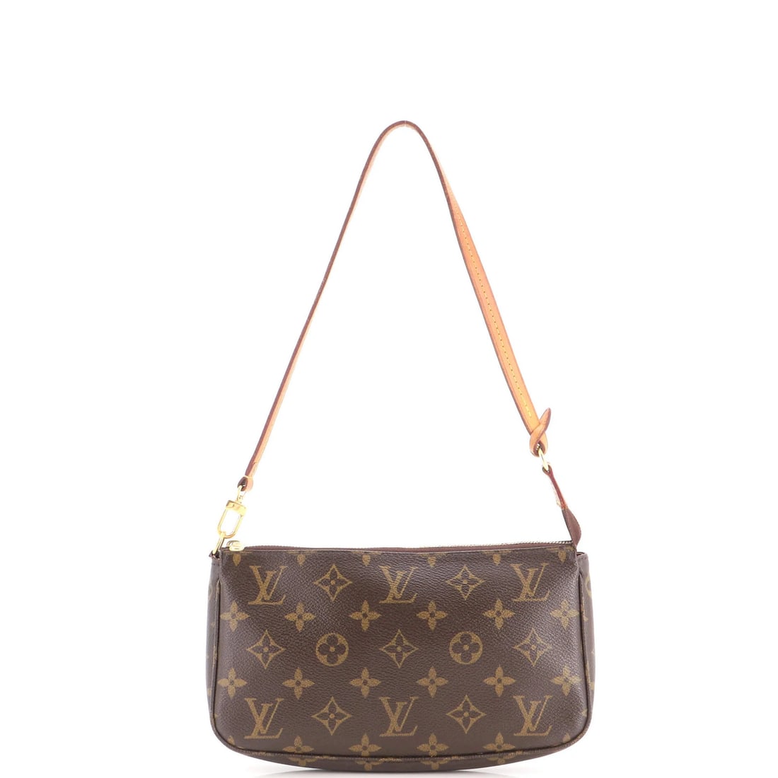 Monogram Canvas Pochette Accessoires NM Louis Vuitton: Monogram Canvas Pochette Accessoires NM Louis Vuitton Brown Monogram Canvas Pochette Accessoires with Strap, featuring a classic Louis Vuitton design, with a canvas exterior and brown interior. The