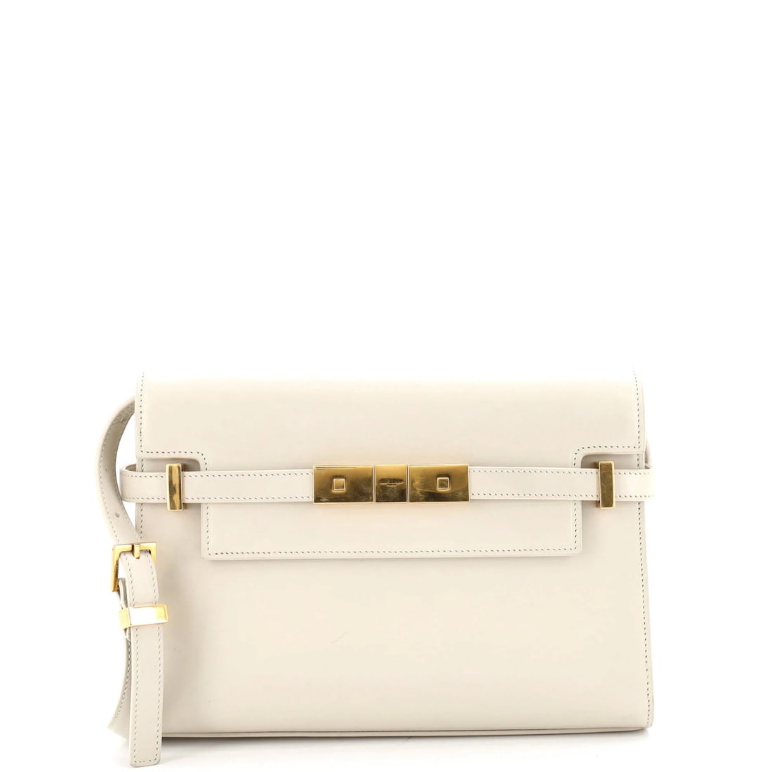 Laurent Small Saint Leather Bag Manhattan Shoulder: Laurent Small Saint Leather Bag Manhattan Shoulder Small, stylish, and sleek, this Saint Laurent Manhattan Shoulder Bag is a chic accessory for any outfit. Made from high-quality white leather, its