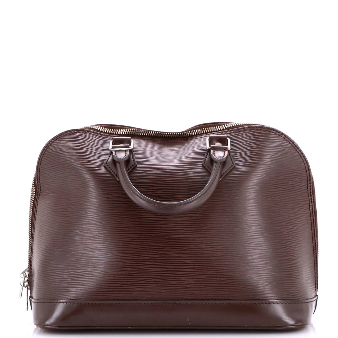 Louis Vuitton Vintage Alma Handbag Epi Leather PM: Louis Vuitton Vintage Alma Handbag Epi Leather PM The Louis Vuitton Vintage Alma Handbag Epi Leather PM boasts a rich, brown Epi leather exterior with subtle signs of wear, adding to its unique vintag