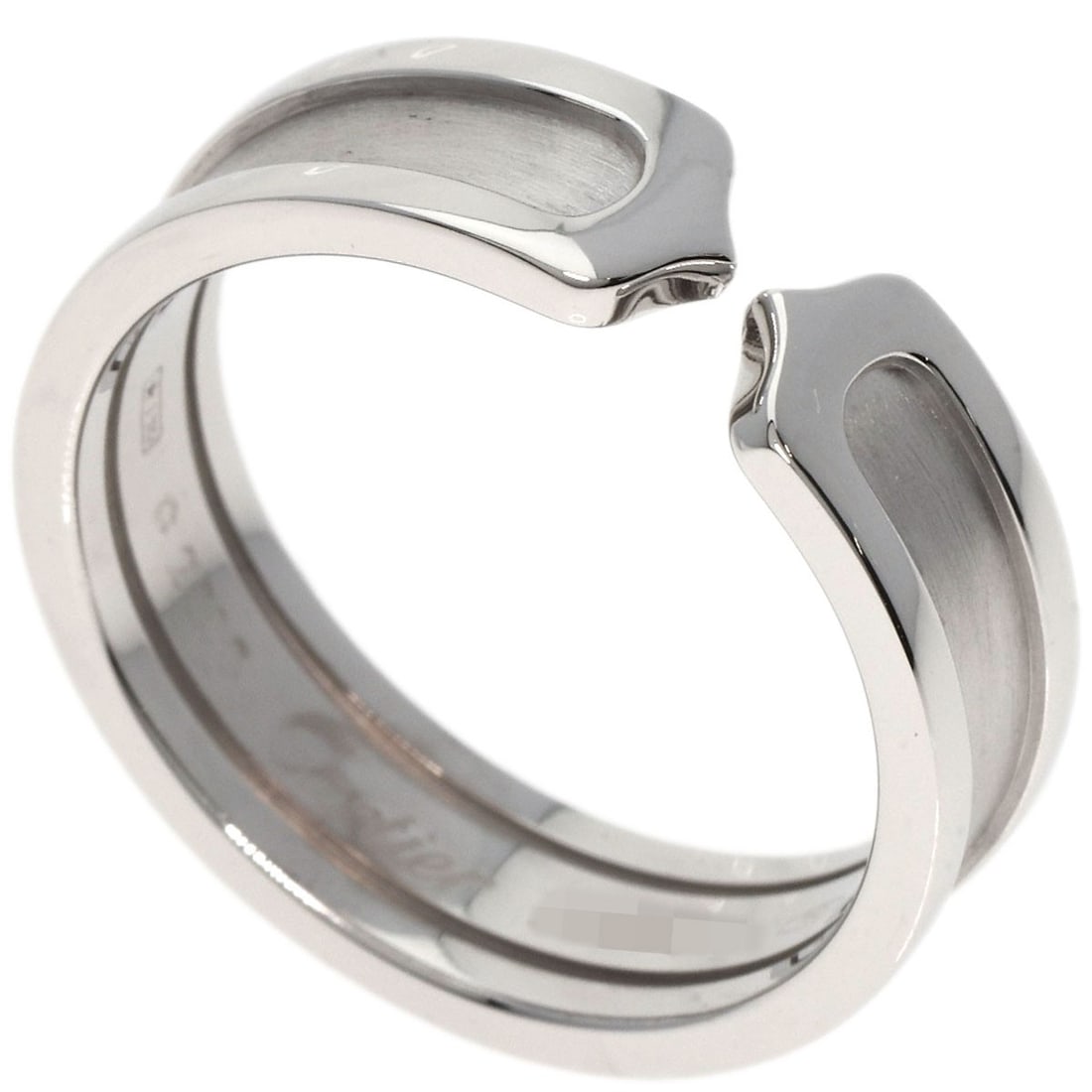 C2 Ring #60 K18 White Gold Cartier Ring: C2 Ring #60 K18 White Gold Cartier Ring K18 White Gold Cartier Ring #60 is a sleek and sophisticated piece, boasting a striking silver finish and a signature from the renowned brand. This 9.25 US