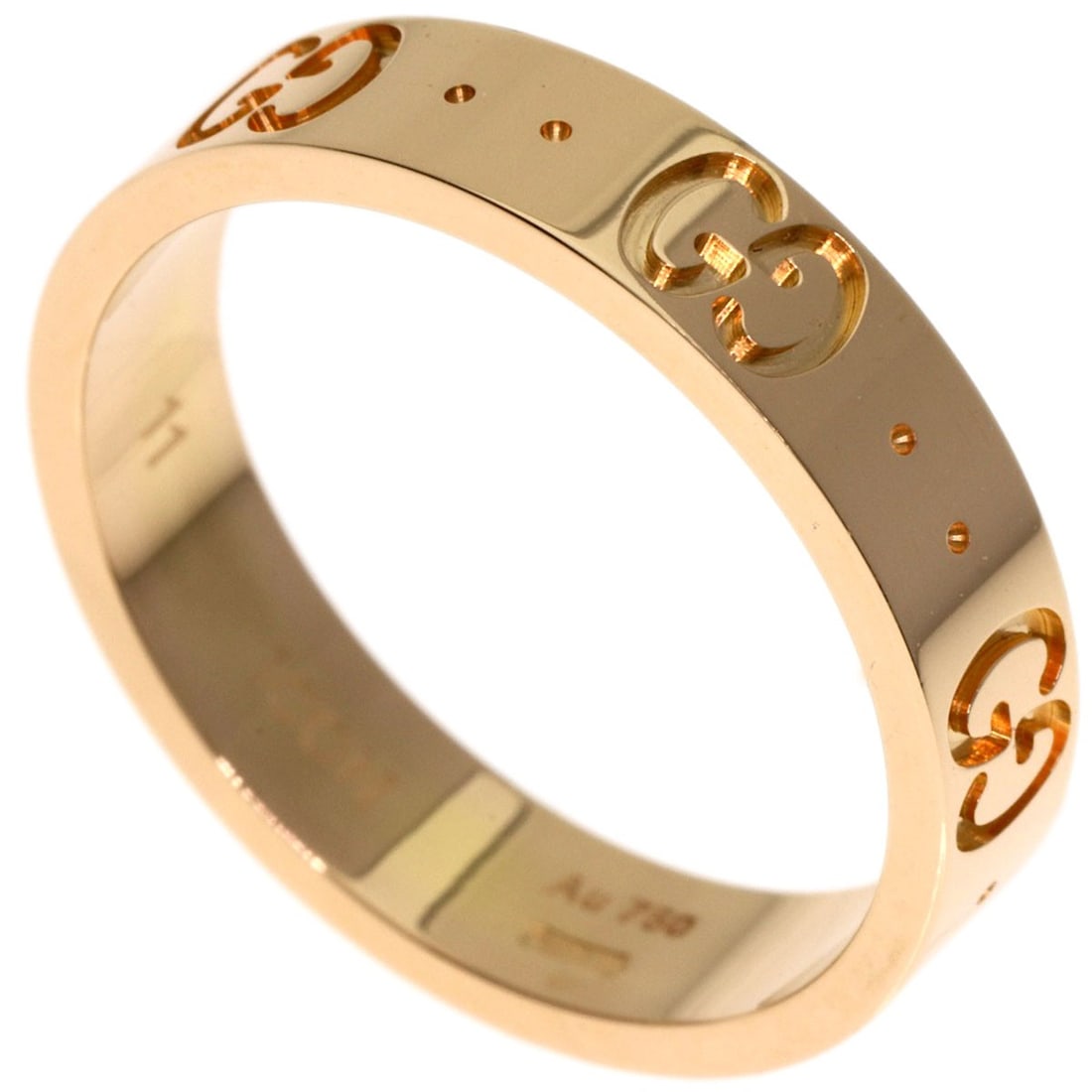 K18 Pink Gold Icon Ring Gucci #11: K18 Pink Gold Icon Ring Gucci #11 K18 Pink Gold Icon Ring by GUCCI features a striking gold metal design with a ring size of 5.75(US). This elegant piece boasts a K18 pink gold material, making it a