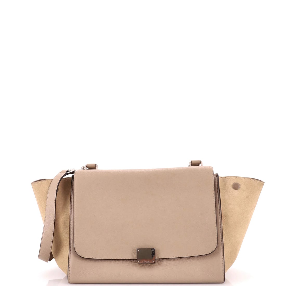 Medium leather Trapeze bag Celine: Medium leather Trapeze bag Celine Medium leather Trapeze bag from Celine, featuring neutral exterior and interior, with silver hardware and a classic top handle design. This medium-sized bag boasts a 