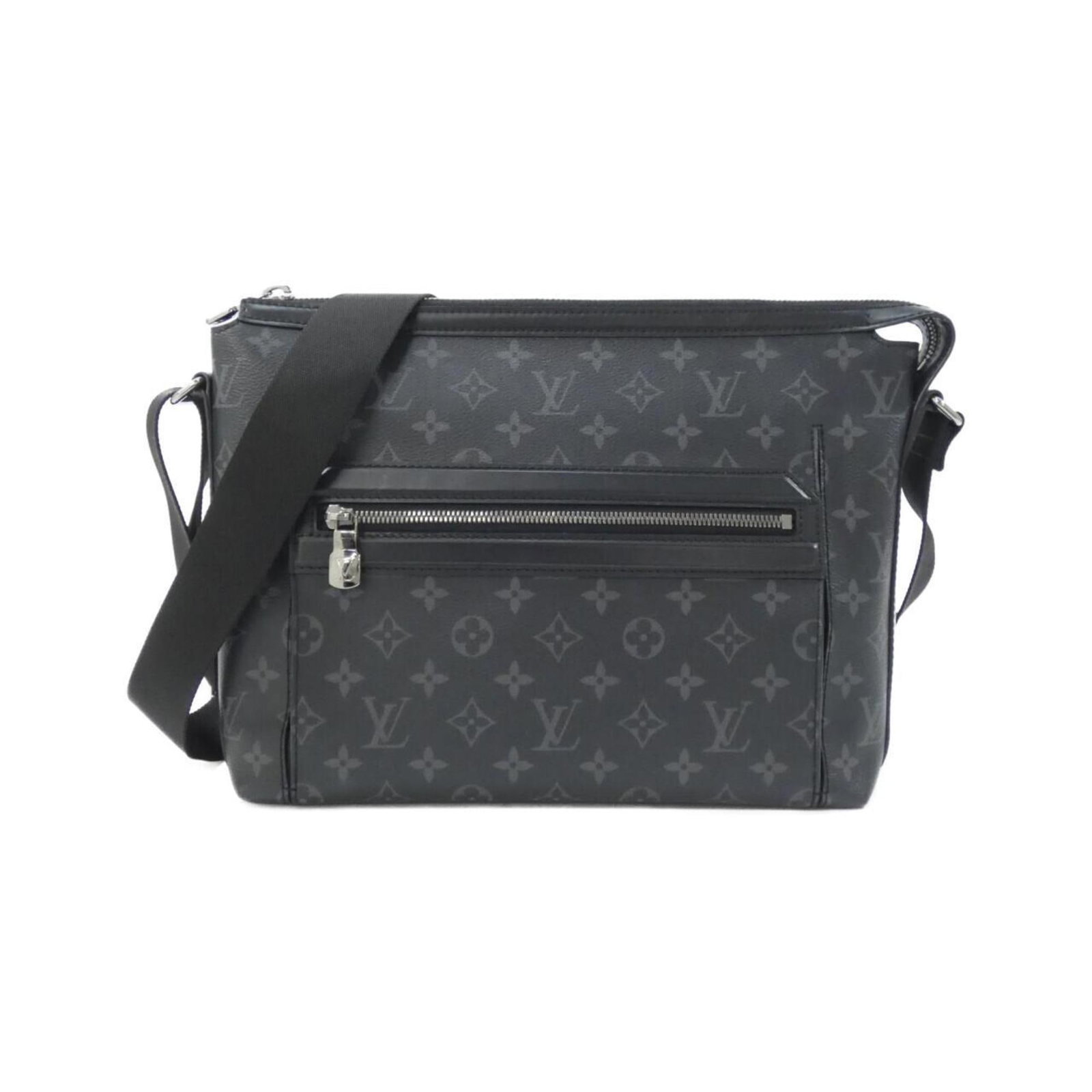 Canvas Coated Louis Vuitton Bag Shoulder: Canvas Coated Louis Vuitton Bag Shoulder Canvas Coated Louis Vuitton Bag Shoulder, 26cm x 30cm x 10cm, Black with Silver Hardware. This shoulder bag features coated canvas material and a classic