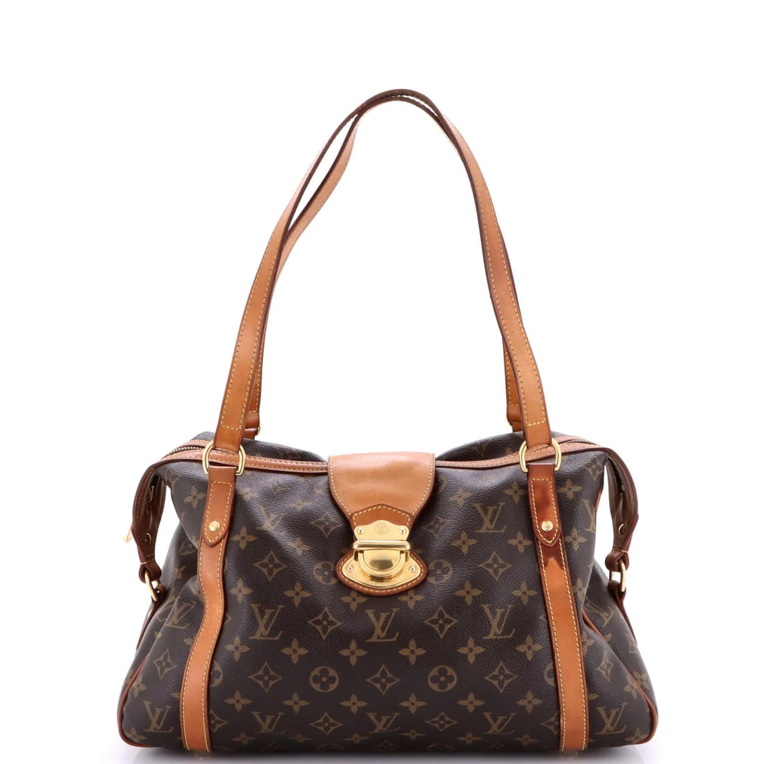 Louis Vuitton Stresa Handbag Monogram Canvas PM: Louis Vuitton Stresa Handbag Monogram Canvas PM Brown Louis Vuitton Stresa Handbag Monogram Canvas PM features a classic shoulder bag design with a 10.5" handle drop and 11" strap drop, perfect for ev