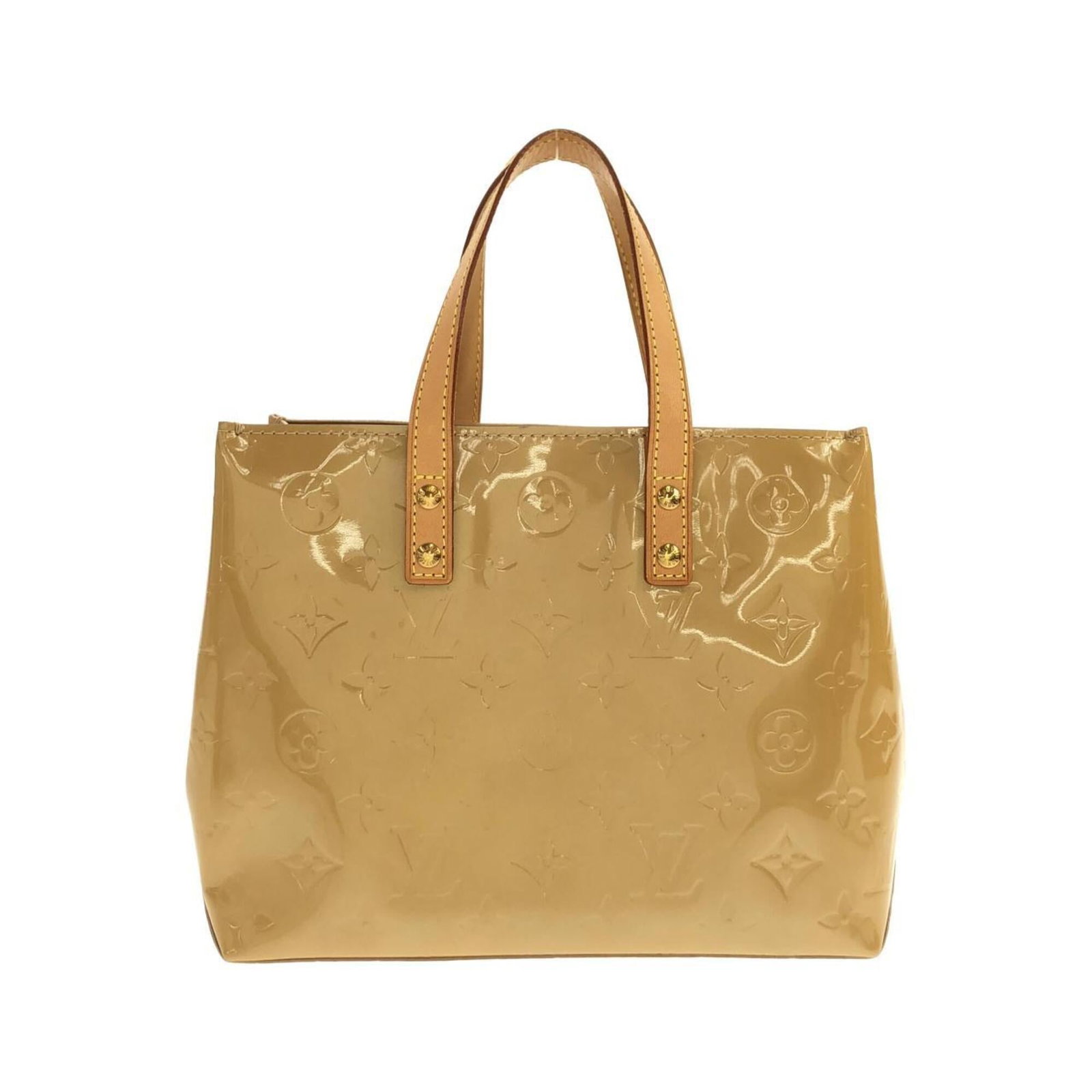 Handbag Leather Louis Vuitton: Handbag Leather Louis Vuitton This Louis Vuitton handbag is made from high-quality leather, featuring a classic design with a signature enamel touch. The beige color and sleek dimensions (18cm x 22.5c