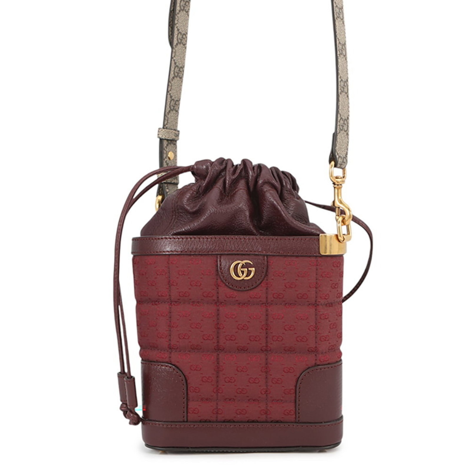 Shoulder Bag Supreme Canvas Leather Gg Gucci: Shoulder Bag Supreme Canvas Leather Gg Gucci Gucci's Shoulder Bag Supreme features a striking combination of GG Supreme canvas, luxurious leather, and bold Bordeaux color. With its sleek 17.5cm x 16cm