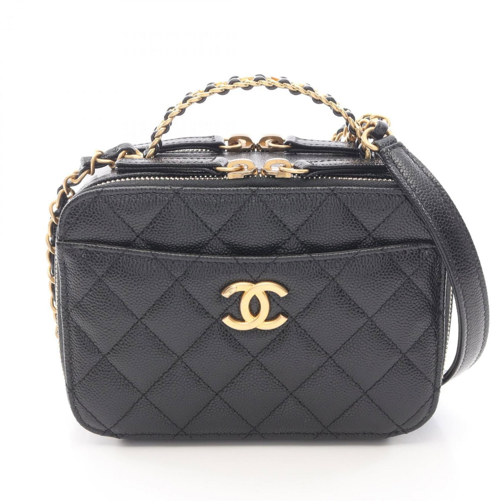 Handbag Shoulder Bag Vanity Chanel Calfskin: Handbag Shoulder Bag Vanity Chanel Calfskin The Chanel MPN AS3221 Handbag Shoulder Bag Vanity is crafted from high-quality grained calfskin, featuring a sleek black finish and gold hardware.