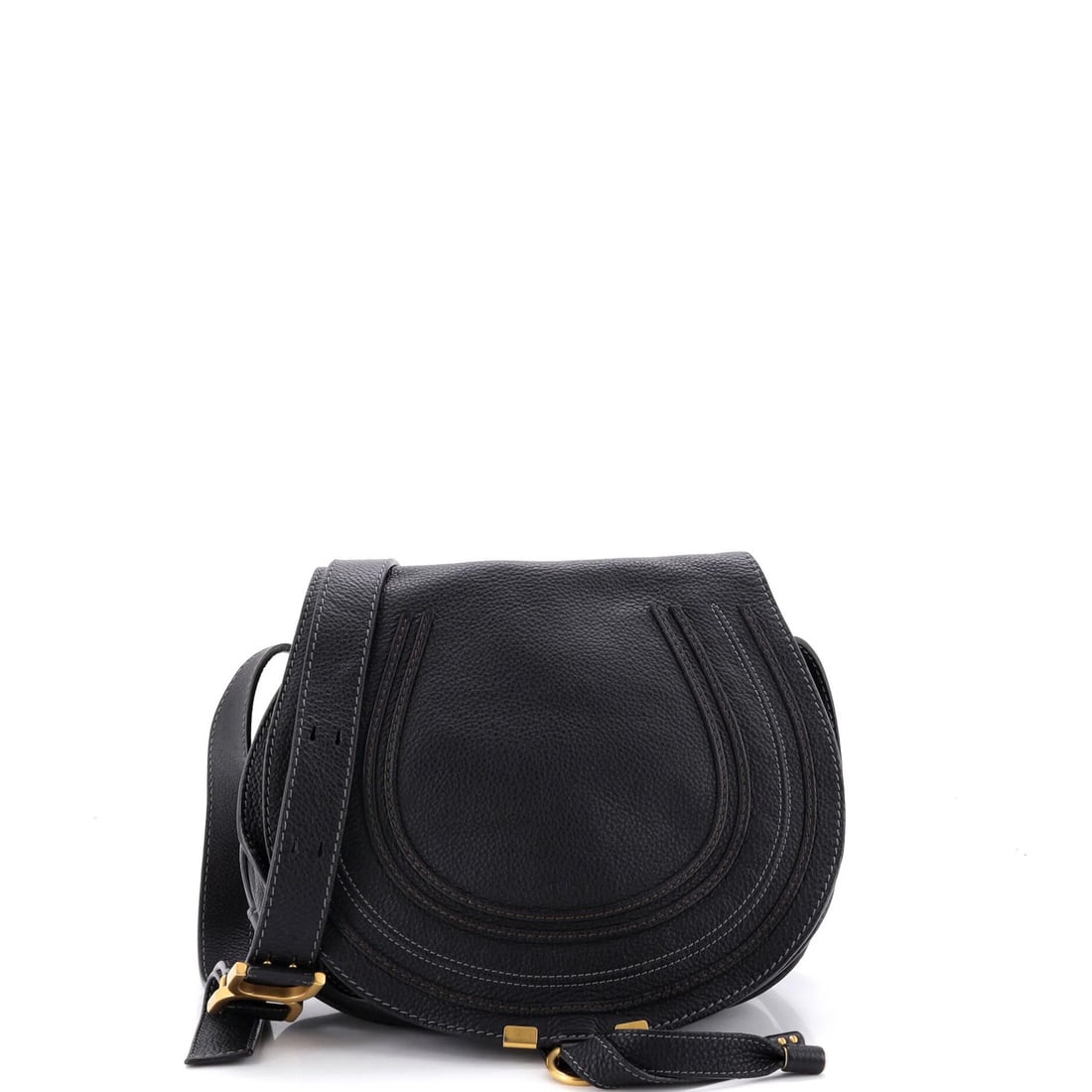 Crossbody Medium Leather Bag Chloe Marcie: Crossbody Medium Leather Bag Chloe Marcie The Chloe Marcie Crossbody Bag is a stylish medium leather bag with a classic cross-body design. Measuring 10" x 10.5" x 4", it features a black exterior