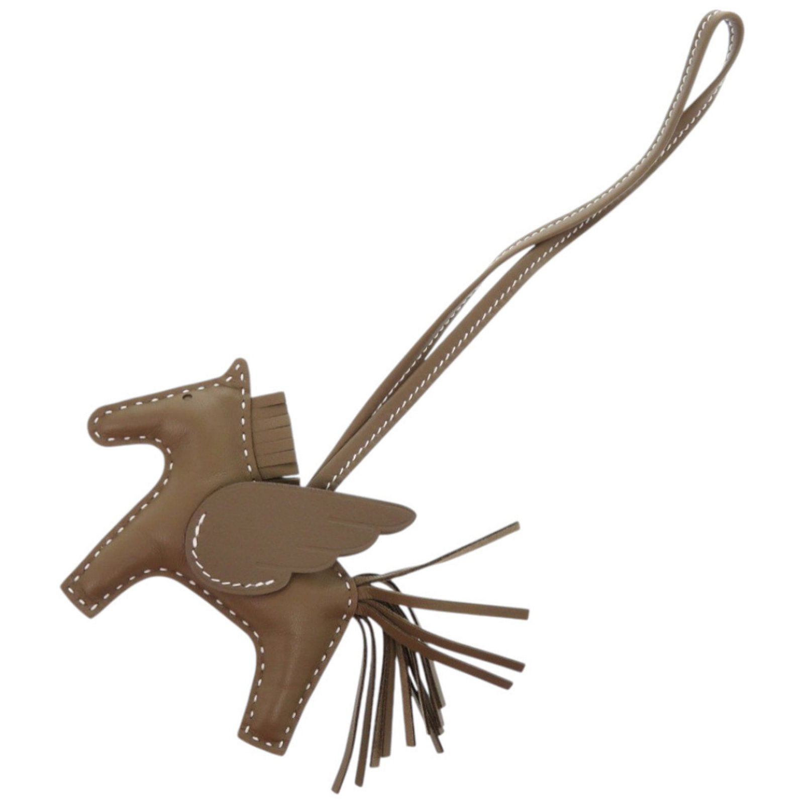 Keyring Agneau Milo Hermes: Keyring Agneau Milo Hermes Agneau Milo is a high-quality material used in the production of this keyring, originating from France. The keyring features a distinctive brown, etoupe gray, and white