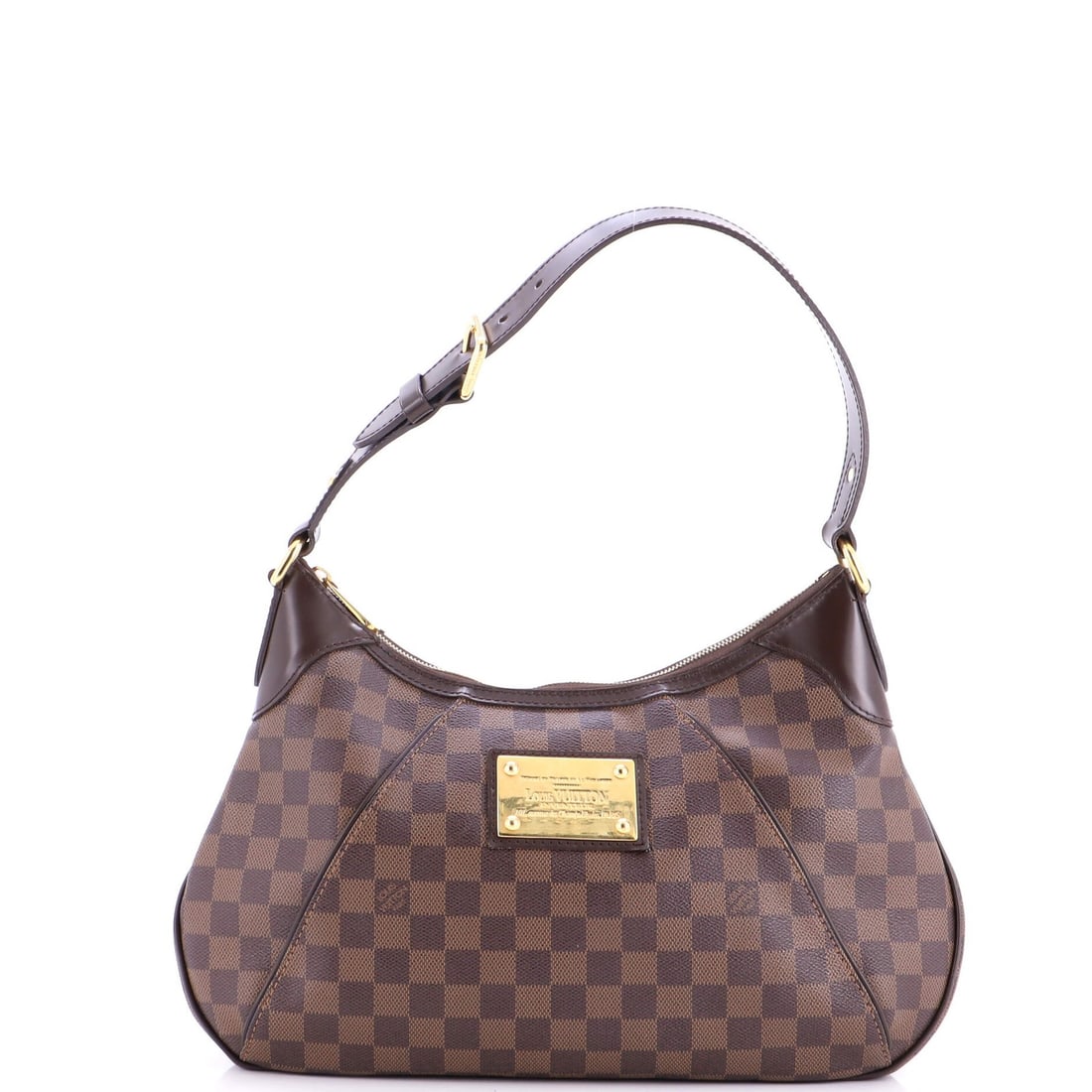 Handbag Damier Louis Vuitton Thames GM: Handbag Damier Louis Vuitton Thames GM Brown Louis Vuitton Thames GM handbag with Damier GM pattern, featuring canvas coated exterior and red interior, measures 9.5" tall and 15.5" wide, with 9"