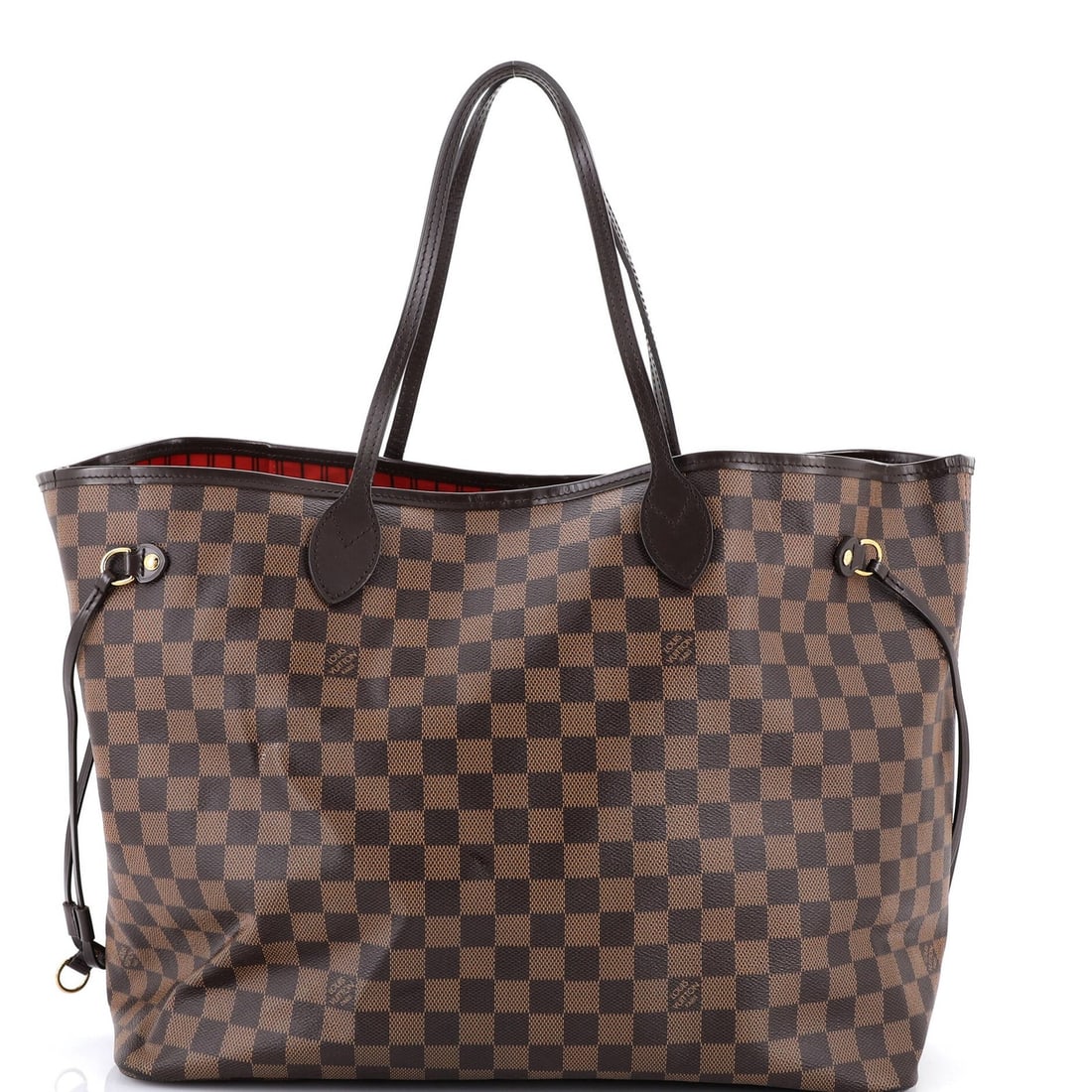 Damier GM Tote Neverfull Vuitton Louis: Damier GM Tote Neverfull Vuitton Louis Brown Damier GM canvas coated Louis Vuitton Neverfull NM tote with gold hardware, featuring a classic design and signature style. This pre-owned tote boasts a