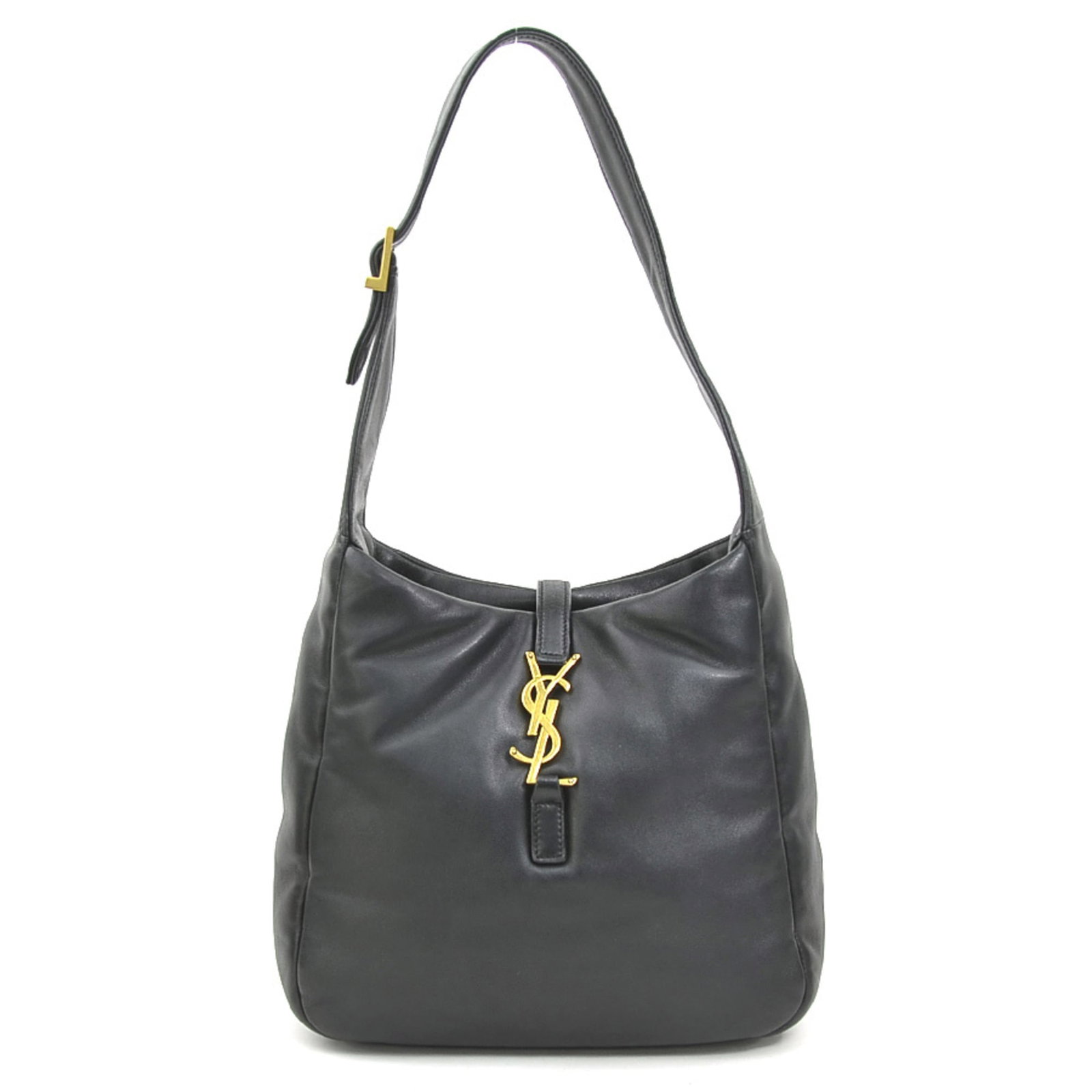 Laurent Saint Bag Leather Shoulder: Laurent Saint Bag Leather Shoulder The Laurent Saint Bag Leather Shoulder boasts sleek, sophisticated design with its black leather exterior. Measuring 20cm x 22cm x 9.5cm, this shoulder bag features