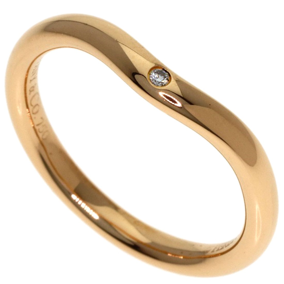 Tiffany&Co. Curved Band 1P Diamond Ring K18 Pink Gold: Tiffany&Co. Curved Band 1P Diamond Ring K18 Pink Gold K18 Pink Gold Curved Band Diamond RingTiffany&Co.'s Curved Band 1P Diamond Ring showcases a striking design featuring a diamond set in K18 Pink Go