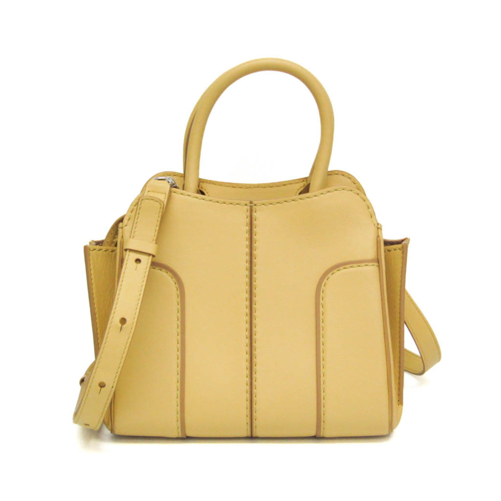 Shoulder Bag Leather Handbag Tod'S: Shoulder Bag Leather Handbag Tod'S Tod's Sella Shoulder Bag is a stylish and practical leather handbag, featuring a bright yellow color and a zipper closure. With a spacious inner pocket and open pock