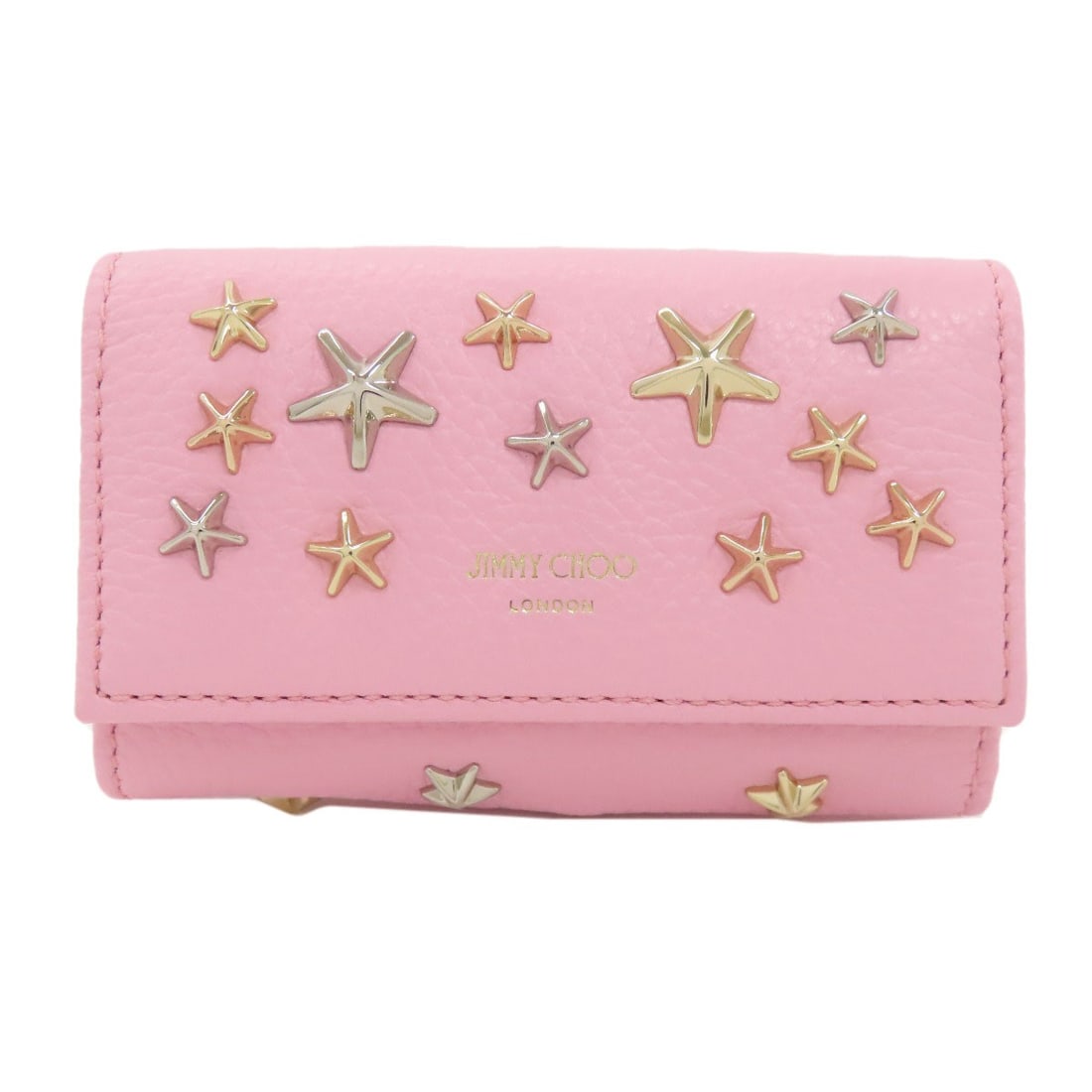 Jimmy Choo Star Motif Key Holder Leather: Jimmy Choo Star Motif Key Holder Leather Pink leather key holder from Jimmy Choo, featuring the Star Motif design. This stylish key holder is made from high-quality leather and showcases a bold pink e