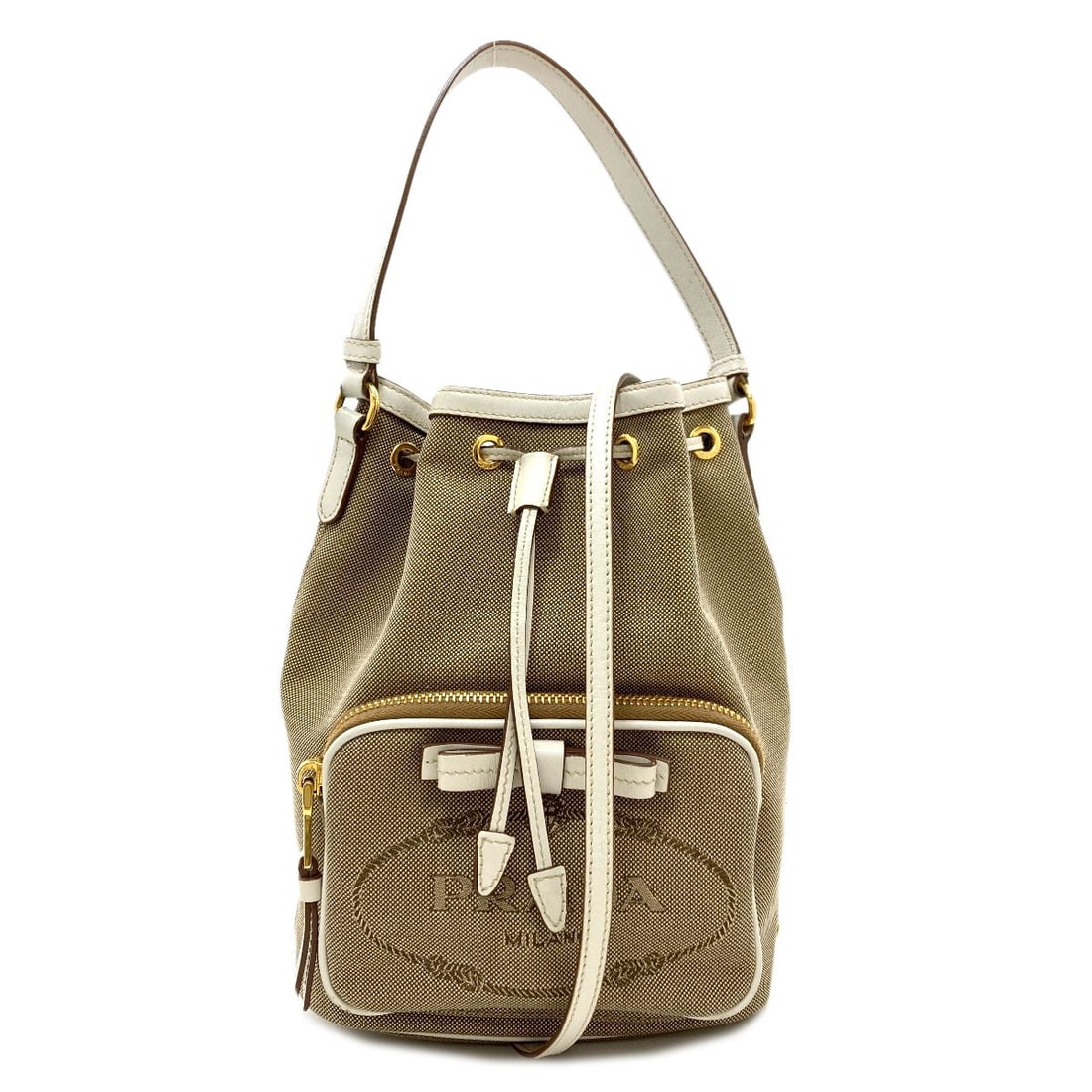 Prada Fiocco Drawstring Bag 2Way Handbag Canvas: Prada Fiocco Drawstring Bag 2Way Handbag Canvas Brown canvas Prada Fiocco Drawstring Bag, a 2way design, is a canvas handbag. Item Specifics: Brand: PRADA Style: Handbag Color: Brown Type: Handbag