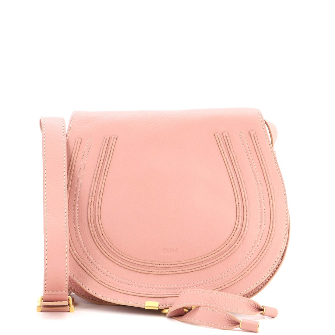 Crossbody Medium Leather Bag Chloe Marcie: Crossbody Medium Leather Bag Chloe Marcie The Chloe Marcie Crossbody Bag is a stylish medium-sized leather bag with a pink exterior and green interior. Featuring a classic crossbody design, this bag