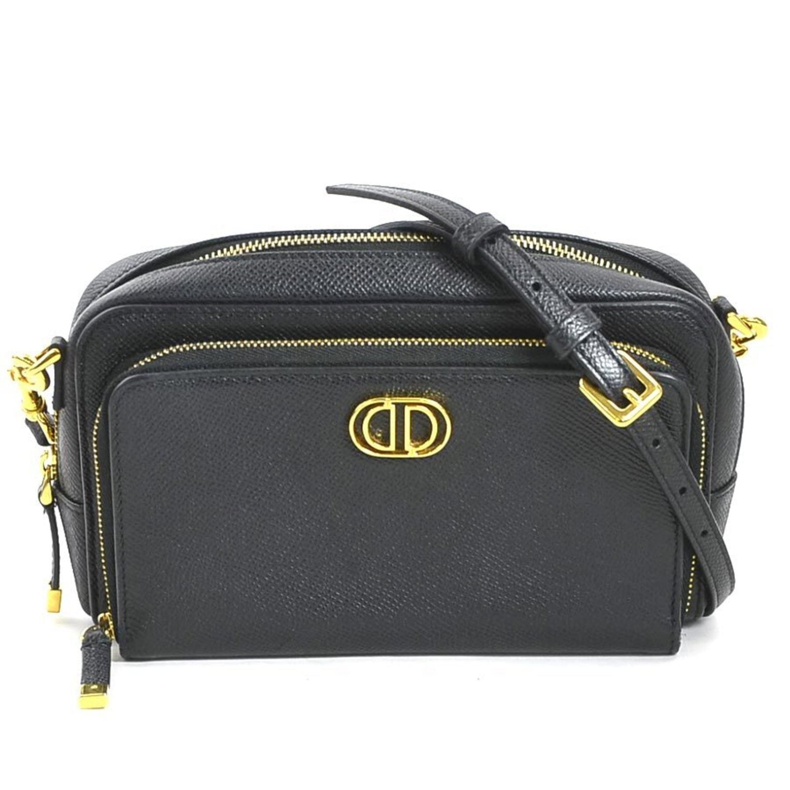 Shoulder Bag Leather Christian Dior: Shoulder Bag Leather Christian Dior Black Leather Shoulder Bag by Christian Dior, measuring 11.5cm x 19cm x 6cm, features a sleek and sophisticated design. Made from high-quality leather, this