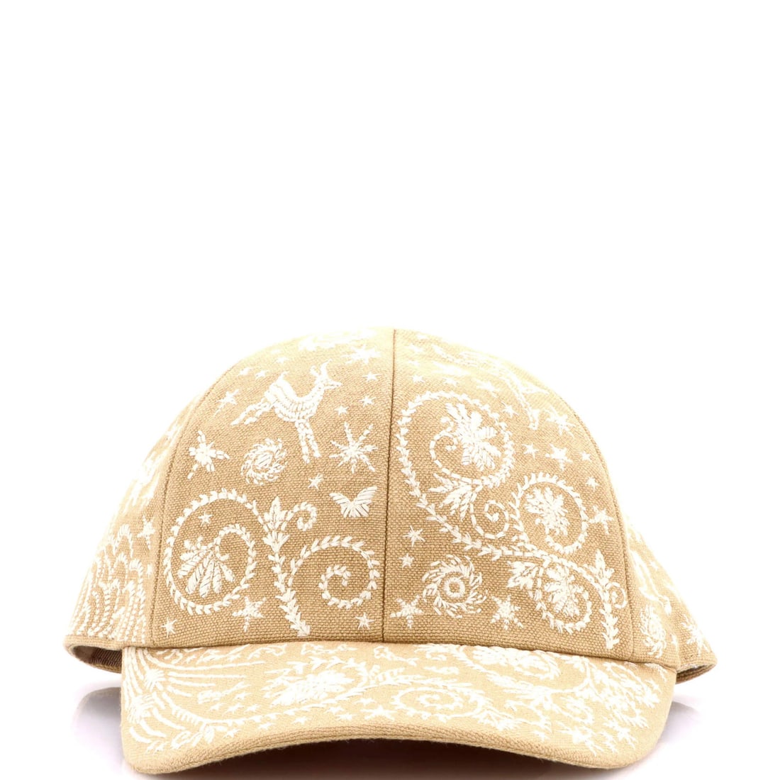 Canvas Charme d'Orphee Embroidered Baseball Cap Hermes Sous: Canvas Charme d'Orphee Embroidered Baseball Cap Hermes Sous The Tess Sous Charme d'Orphee Embroidered Canvas Baseball Cap is a unique, neutral-toned accessory featuring a plain canvas exterior and a