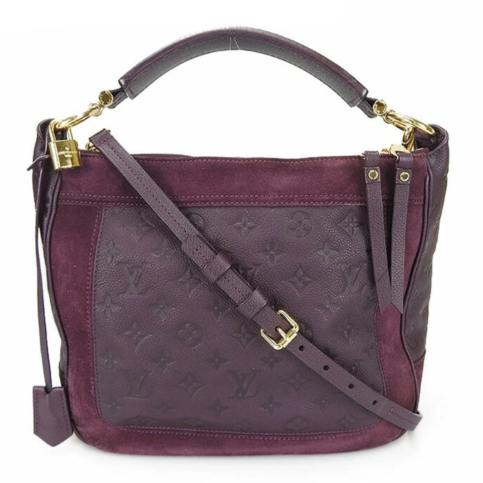 Monogram Empreinte Handbag Shoulder Louis Vuitton: Monogram Empreinte Handbag Shoulder Louis Vuitton Monogram Empreinte Handbag Shoulder from Louis Vuitton features the iconic purple Monogram Empreinte pattern, a stylish shoulder bag with a zipper clo