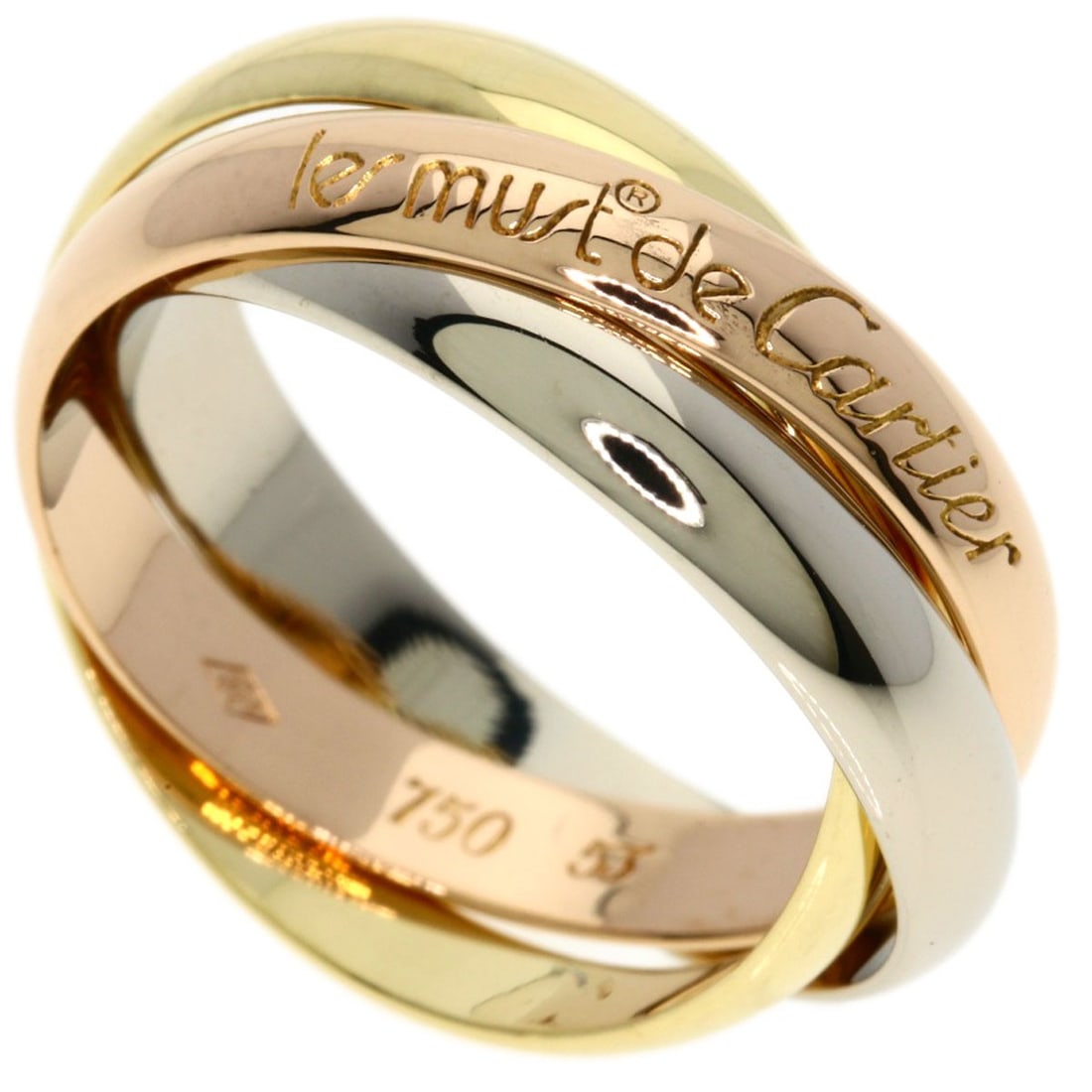 Cartier Trinity Ring K18 Yellow Gold Pink 18K: Cartier Trinity Ring K18 Yellow Gold Pink 18K Cartier Trinity Ring in K18 Yellow Gold features a sleek, 18k gold design with a subtle pink hue, showcasing the brand's signature style. This open ring
