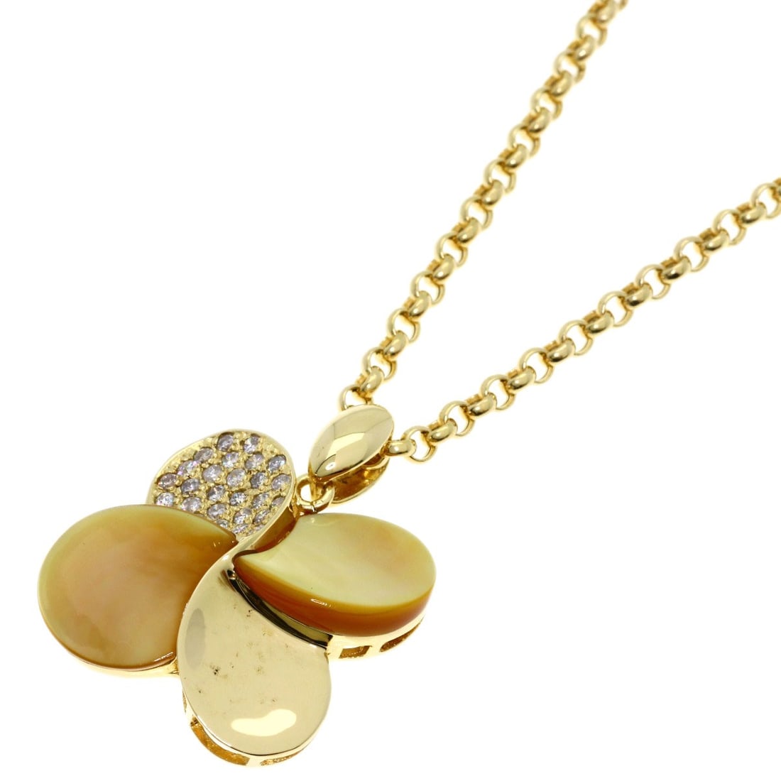 Four-Leaf Clover Diamond Necklace K18 Yellow Gold 0.33Ct 10.6G: Four-Leaf Clover Diamond Necklace K18 Yellow Gold 0.33Ct 10.6G K18 Yellow Gold 0.33ct Diamond Necklace in 19.6inch Length. This necklace showcases a 0.33ct diamond, set in 10.6G K18 yellow gold, on a