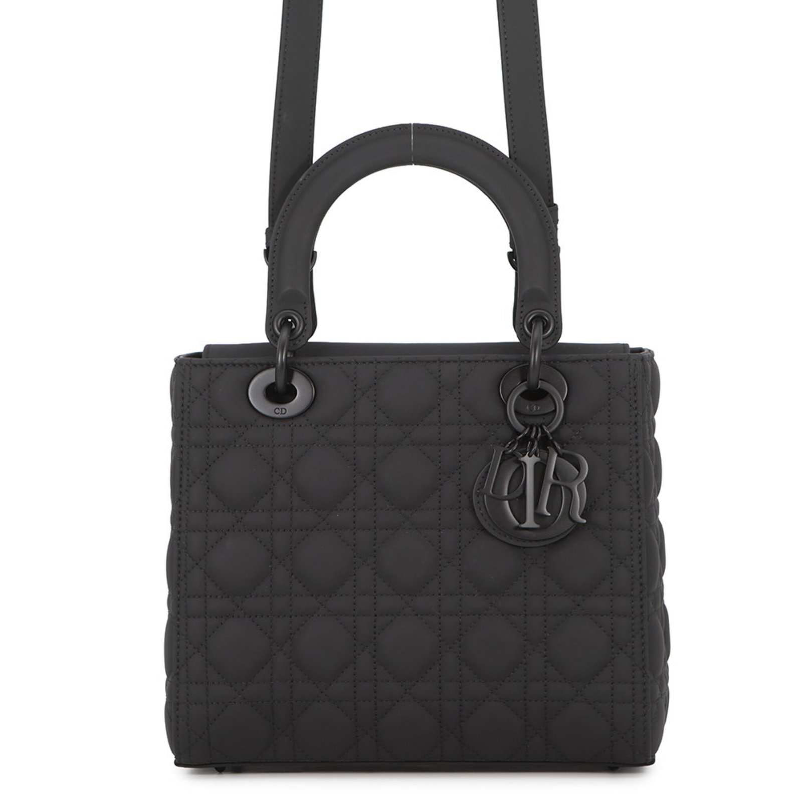 Shoulder Bag Handbag Christian Dior: Shoulder Bag Handbag Christian Dior Black Lady Dior shoulder bag with a classic flap closure, measuring 20.5cm x 24cm x 12cm and weighing 1kg. The bag features adjustable straps with a length of 109cm