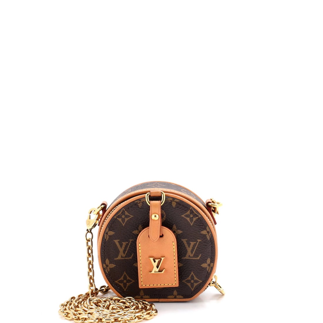 Boite Monogram Canvas Bag Necklace Chapeau Vuitton: Boite Monogram Canvas Bag Necklace Chapeau Vuitton Canvas Coated Louis Vuitton Boite Monogram Bag Necklace Chapeau Vuitton features a unique cross body design with a brown canvas exterior and neutral