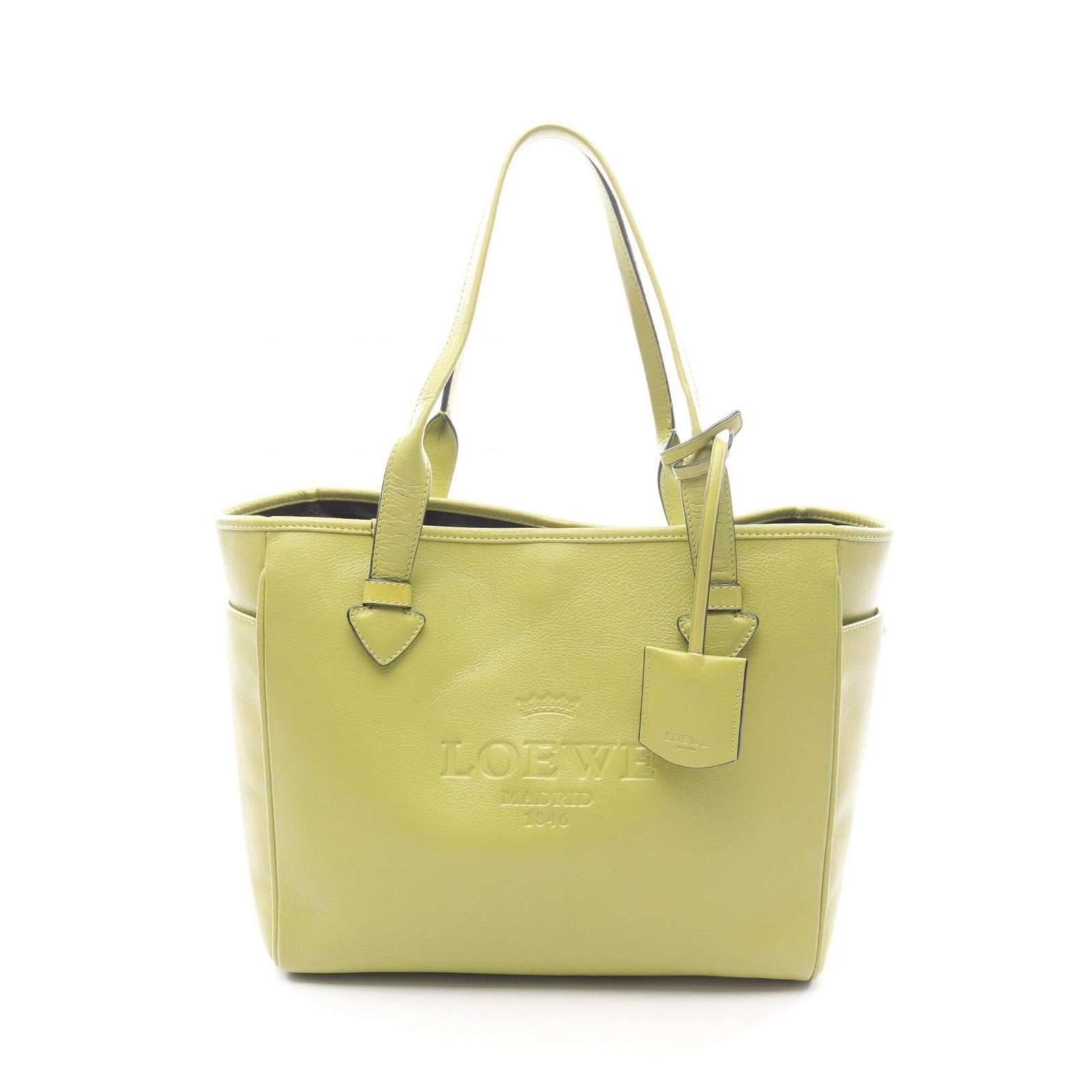 Loewe Tote Bag Leather Handbag: Loewe Tote Bag Leather Handbag The Loewe Tote Bag Leather Handbag boasts a stunning green leather exterior, measuring 24cm x 29cm x 13cm. This stylish tote features a classic design with clean lines