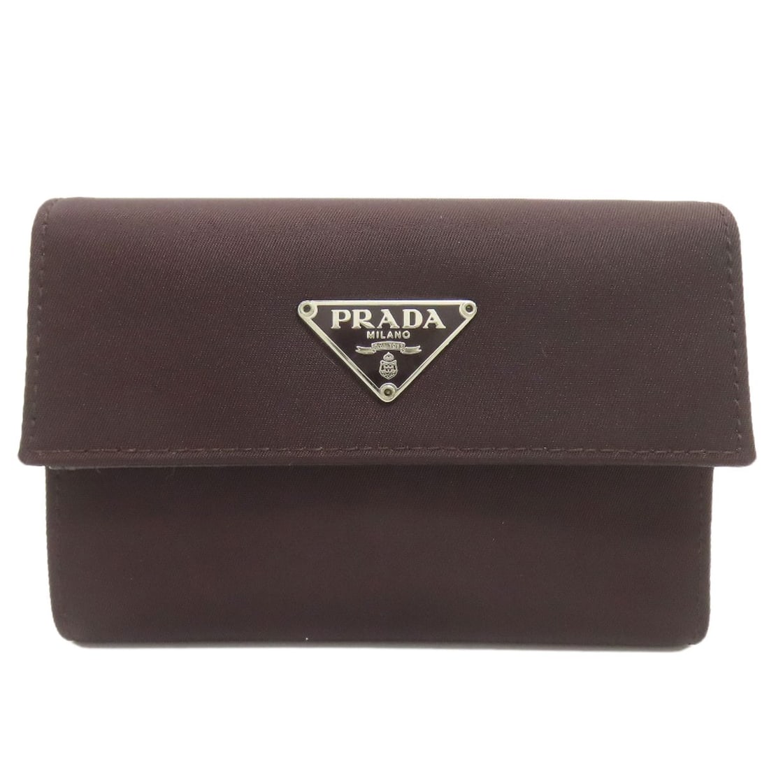Prada Logo Hardware Bifold Wallet With Coin Pocket Nylon: Prada Logo Hardware Bifold Wallet With Coin Pocket Nylon Brown Prada Logo Hardware Bifold Wallet With Coin Pocket Nylon. This Prada bifold wallet features a logo hardware closure and a coin pocket,