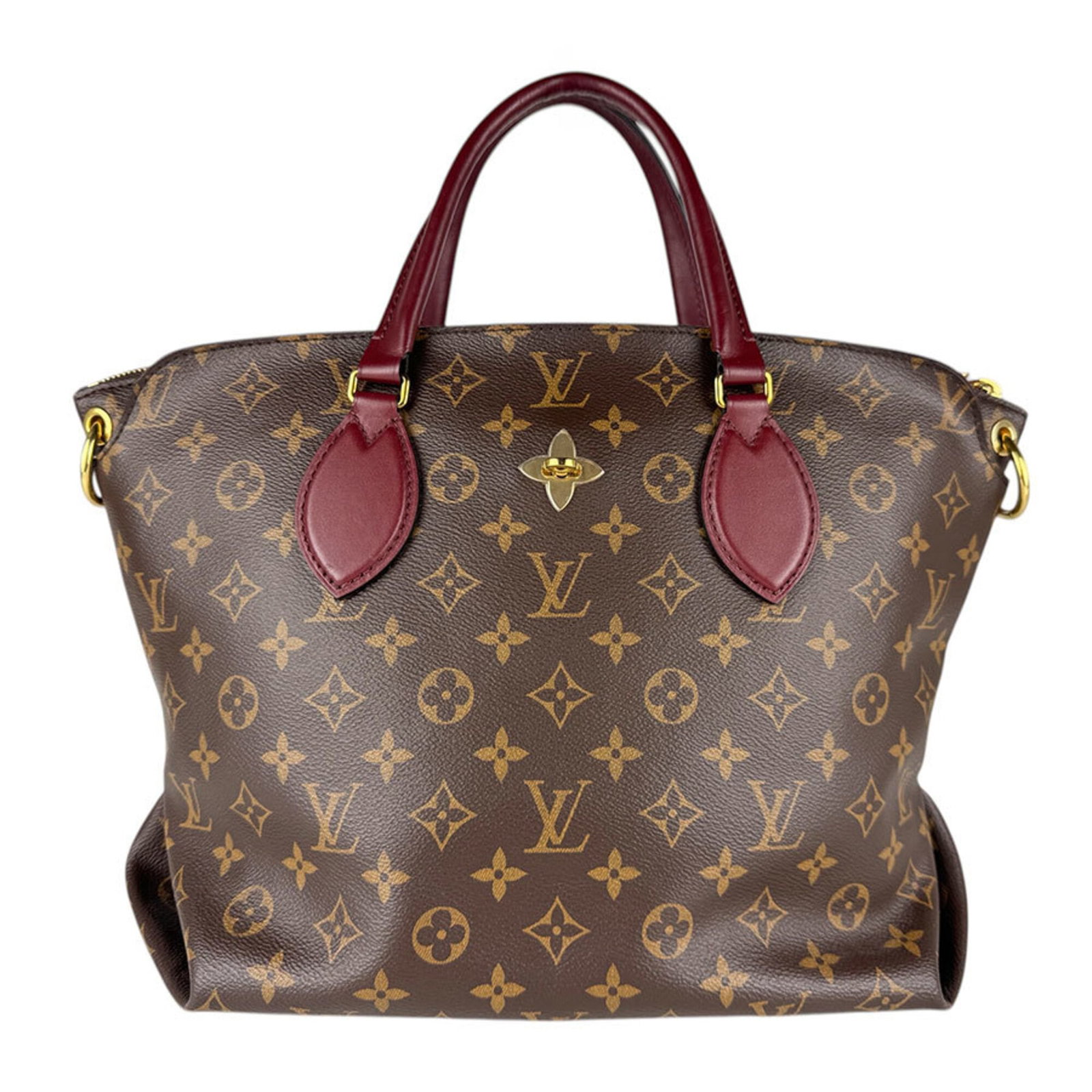 Monogram Louis Vuitton Handbag Shoulder: Monogram Louis Vuitton Handbag Shoulder Monogram Louis Vuitton Handbag Shoulder in Bordeaux and Brown. This iconic shoulder bag features the signature Monogram pattern in a striking Bordeaux and