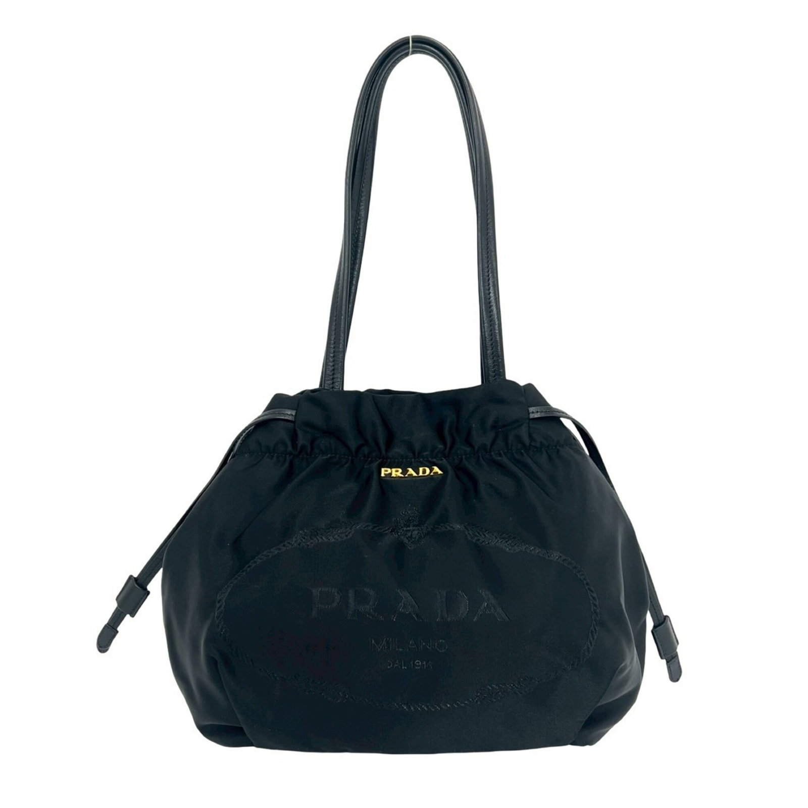 Nylon Leather Tote Prada Shoulder Bag: Nylon Leather Tote Prada Shoulder Bag Nylon Leather Tote Prada Shoulder Bag - A versatile and stylish shoulder bag with a unique blend of nylon and leather materials, featuring a sleek black design.