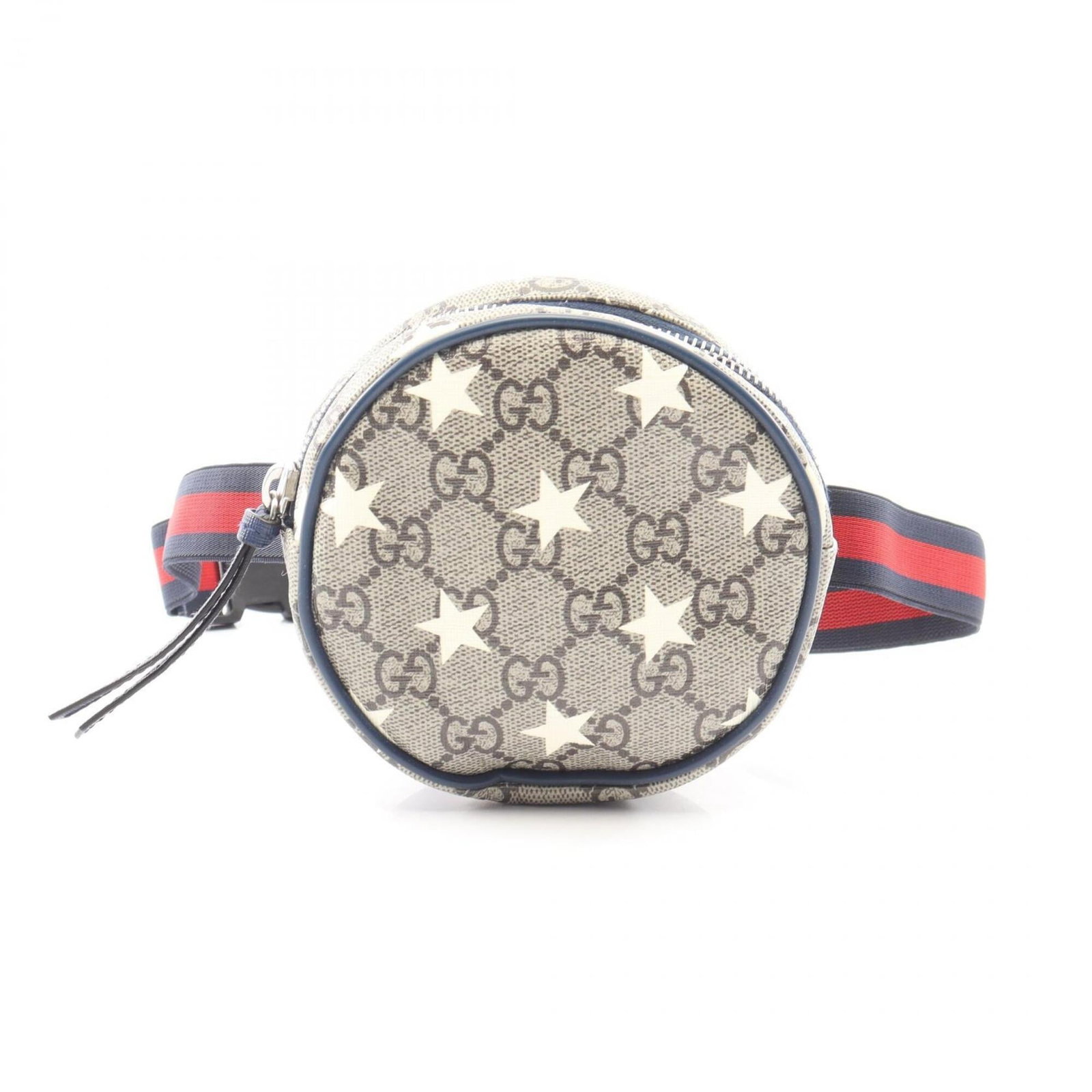 Gucci Pouch Fanny Handbag Pack Leather Canvas Coated: Gucci Pouch Fanny Handbag Pack Leather Canvas Coated The Gucci Pouch Fanny Handbag Pack is a stylish and compact accessory, featuring a coated canvas and leather exterior in beige and navy hues.