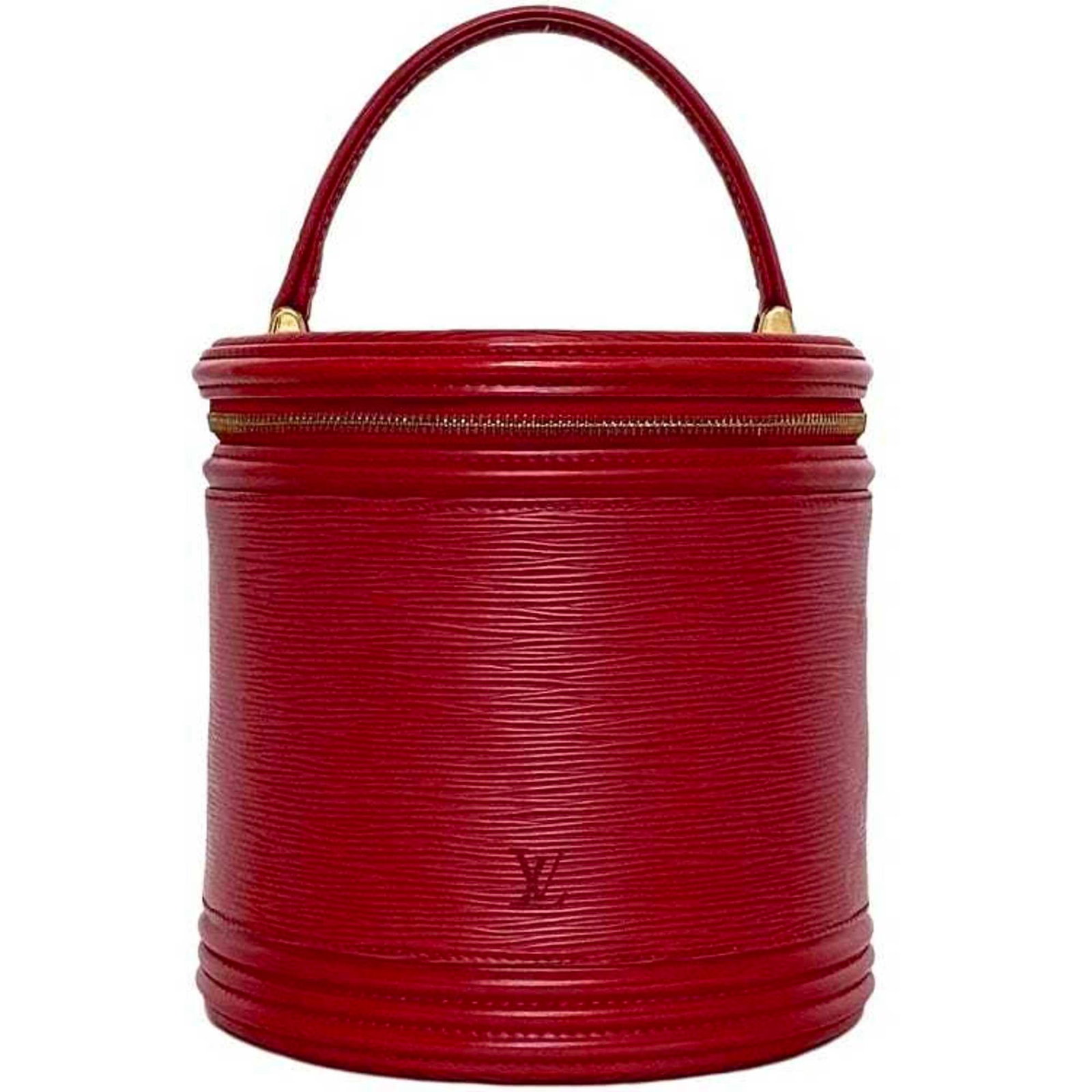 Vanity Bag Louis Vuitton Epi Leather: Vanity Bag Louis Vuitton Epi Leather Castilian red Epi leather wraps around the body of this Louis Vuitton vanity bag, adding a pop of vibrant color to any room. The bag's compact size and sleek