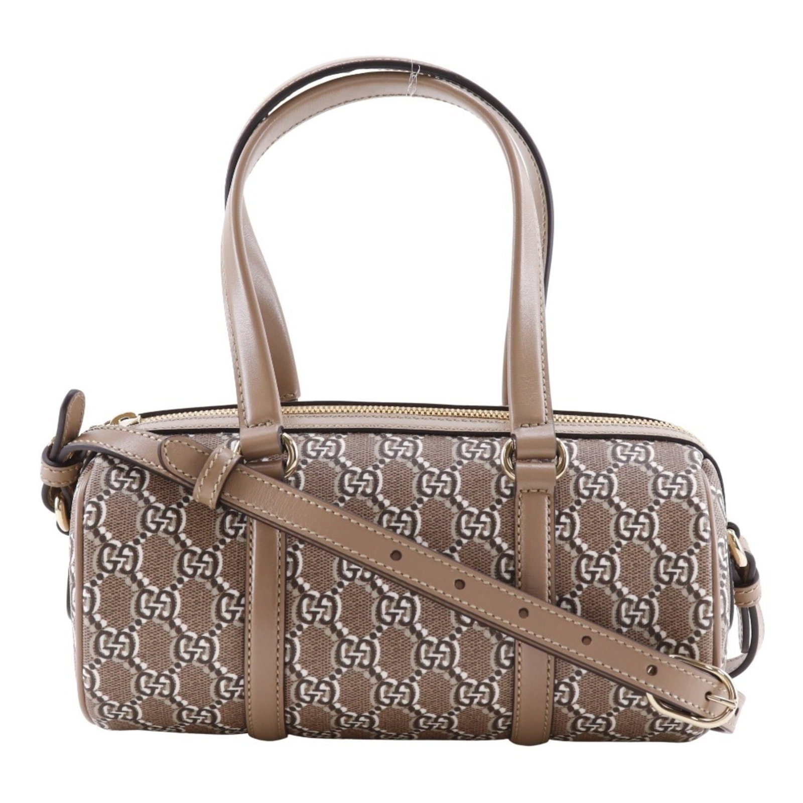 Handbag Gucci Pvc Leather: Handbag Gucci Pvc Leather This Gucci handbag is made from a combination of PVC and leather, featuring a distinctive brown color. It comes with a dust bag and shoulder strap for added convenience. The