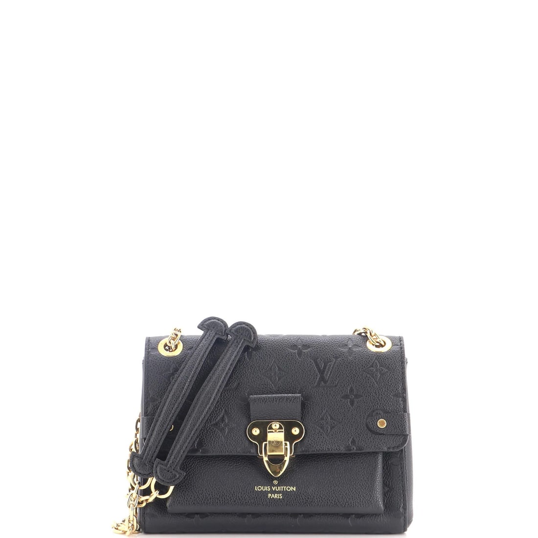 Louis Vuitton Vavin Monogram Leather Empreinte Handbag BB: Louis Vuitton Vavin Monogram Leather Empreinte Handbag BB Black Louis Vuitton Vavin Monogram Leather Empreinte Handbag BB, featuring a classic cross body design with a sleek black exterior and gold