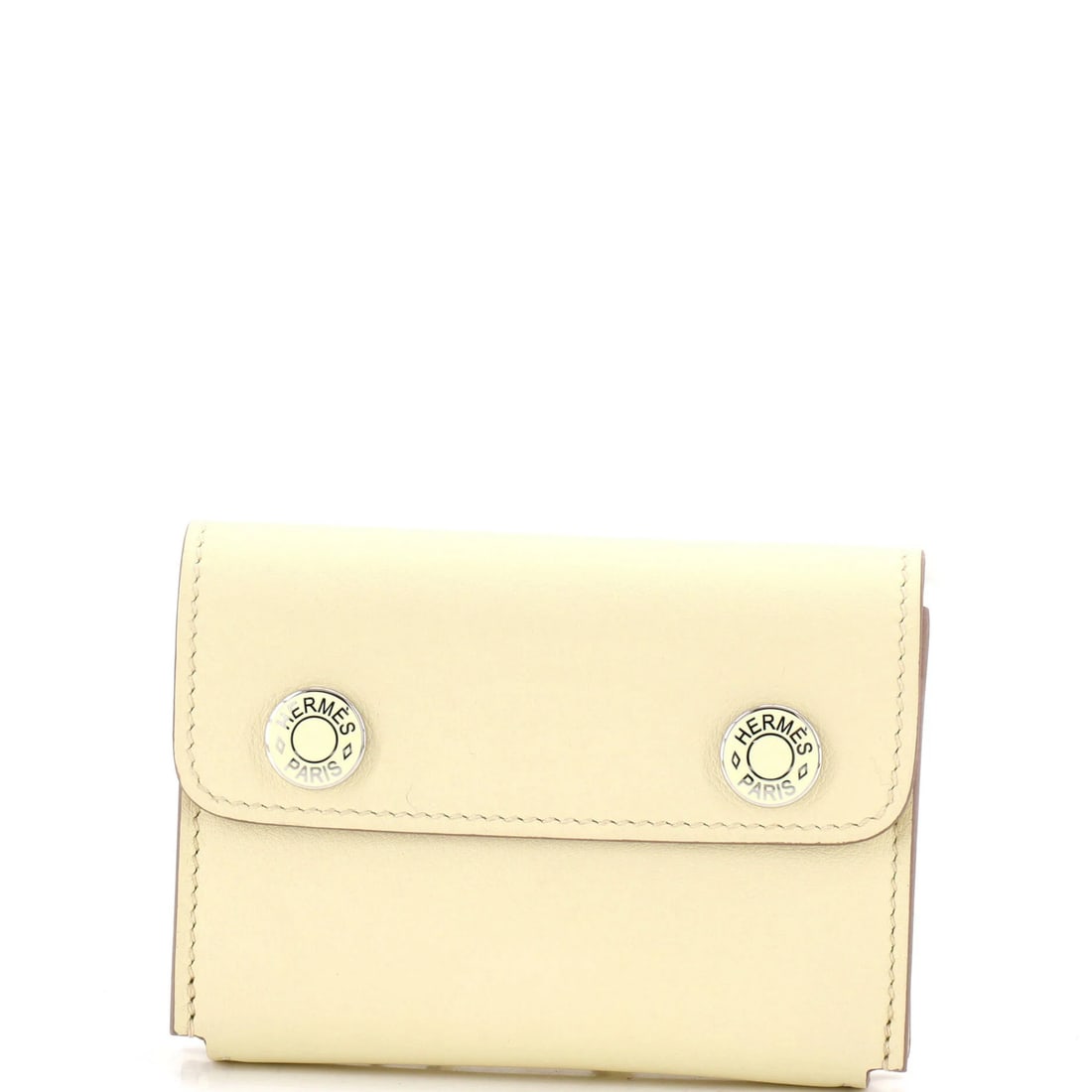 Swift Hermes Hermesnap Card Holder: Swift Hermes Hermesnap Card Holder Yellow Leather Swift Hermesnap Card Holder, 2.5" x 3.5" x 0.75", Pristine Condition with Slight Scratches on Palladium Hardware. Made from high-quality leather,