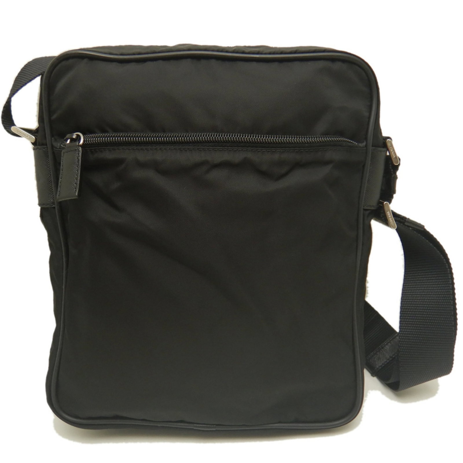 Shoulder Bag Nylon: Shoulder Bag Nylon The Prada V160 Shoulder Bag is a sleek and modern design made from high-quality nylon. Its silver hardware and zipper closure add a touch of sophistication, while the adjustable str