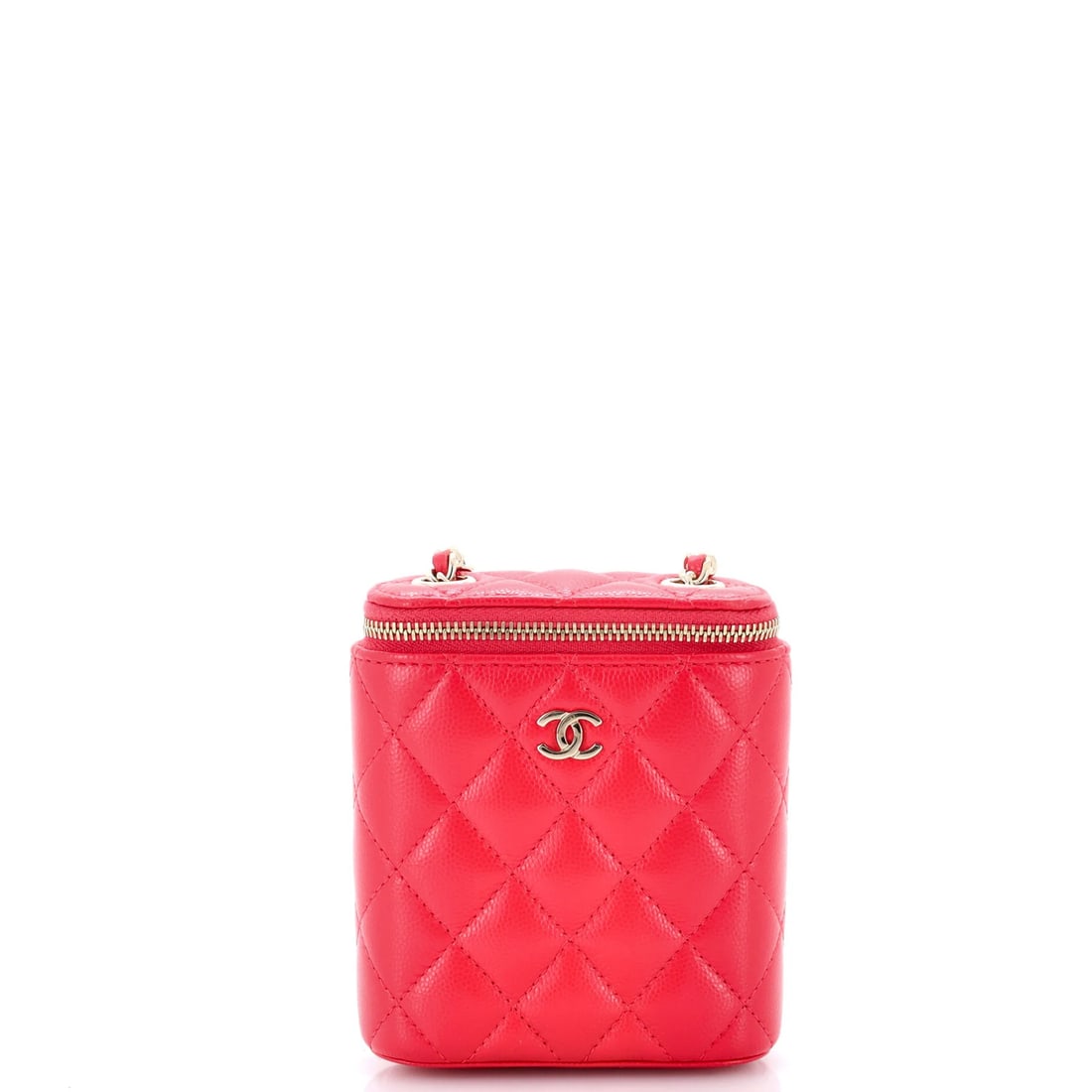 Chanel Classic Vertical Quilted Caviar Mini Case: Chanel Classic Vertical Quilted Caviar Mini Case This exquisite Chanel Classic Vertical Quilted Caviar Mini Case boasts a striking red exterior and gold tone hardware, adding a touch of sophistication