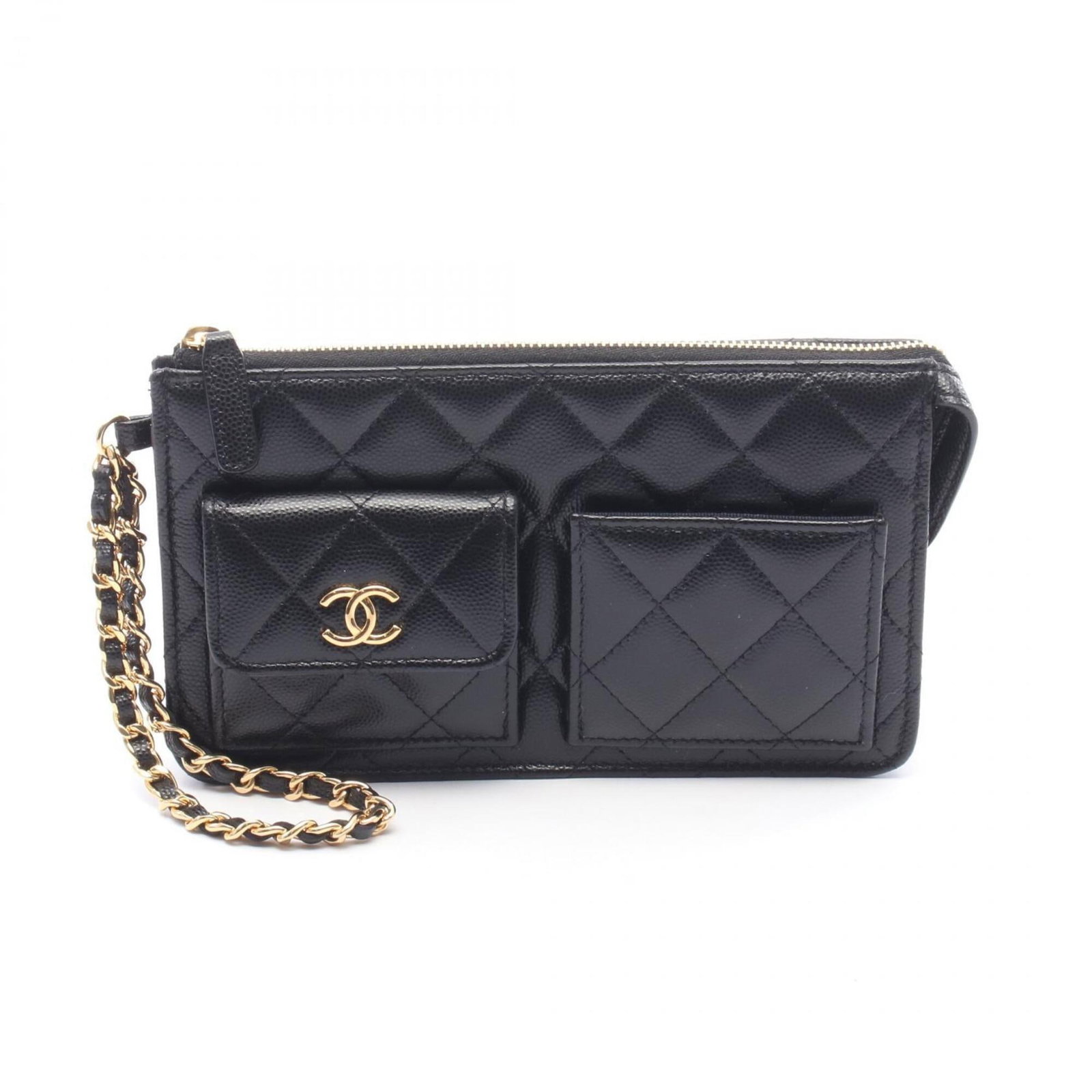 Calfskin Grained Handbag Bag Chanel: Calfskin Grained Handbag Bag Chanel Calfskin Grained Handbag Bag Chanel is a sleek black clutch bag made from high-quality grain calfskin, measuring 11cm x 19cm x 4cm. The bag's classic design and
