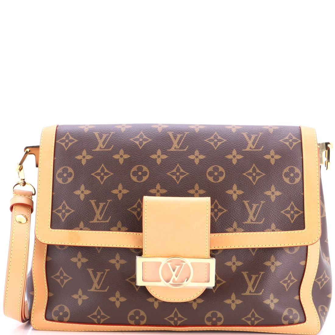 Soft Shoulder Bag Canvas Louis Vuitton Monogram Dauphine: Soft Shoulder Bag Canvas Louis Vuitton Monogram Dauphine Soft shoulder bag with classic Louis Vuitton monogram Dauphine design, featuring canvas exterior in brown and gold hardware. Measuring 8.5"