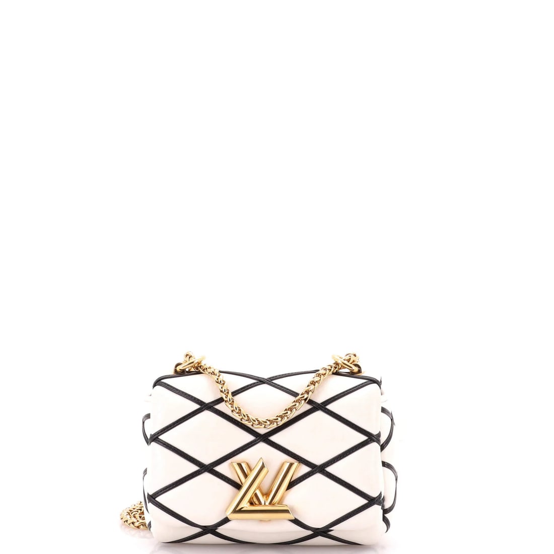 Louis Vuitton Pico GO-14 Handbag Malletage Leather: Louis Vuitton Pico GO-14 Handbag Malletage Leather White and black leather Louis Vuitton Pico GO-14 Handbag, featuring a cross body design with a 12" handle drop and 22" strap drop, measures 4" x