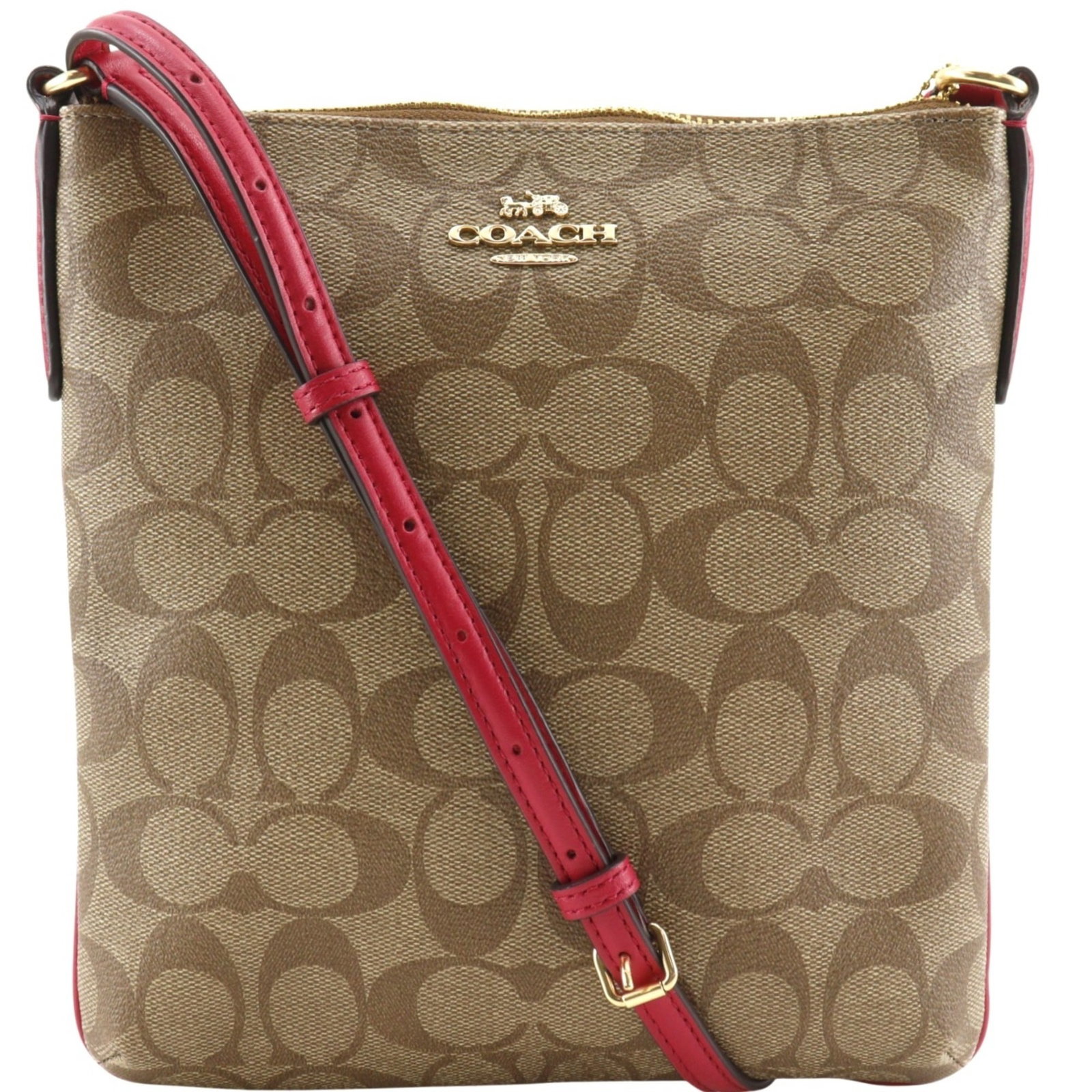 Signature Coach Line Bag Shoulder: Signature Coach Line Bag Shoulder The Coach Line Signature Model F58309 Shoulder bag boasts a classic design with a timeless brown color, perfectly balanced by its sleek and modern lines. With a