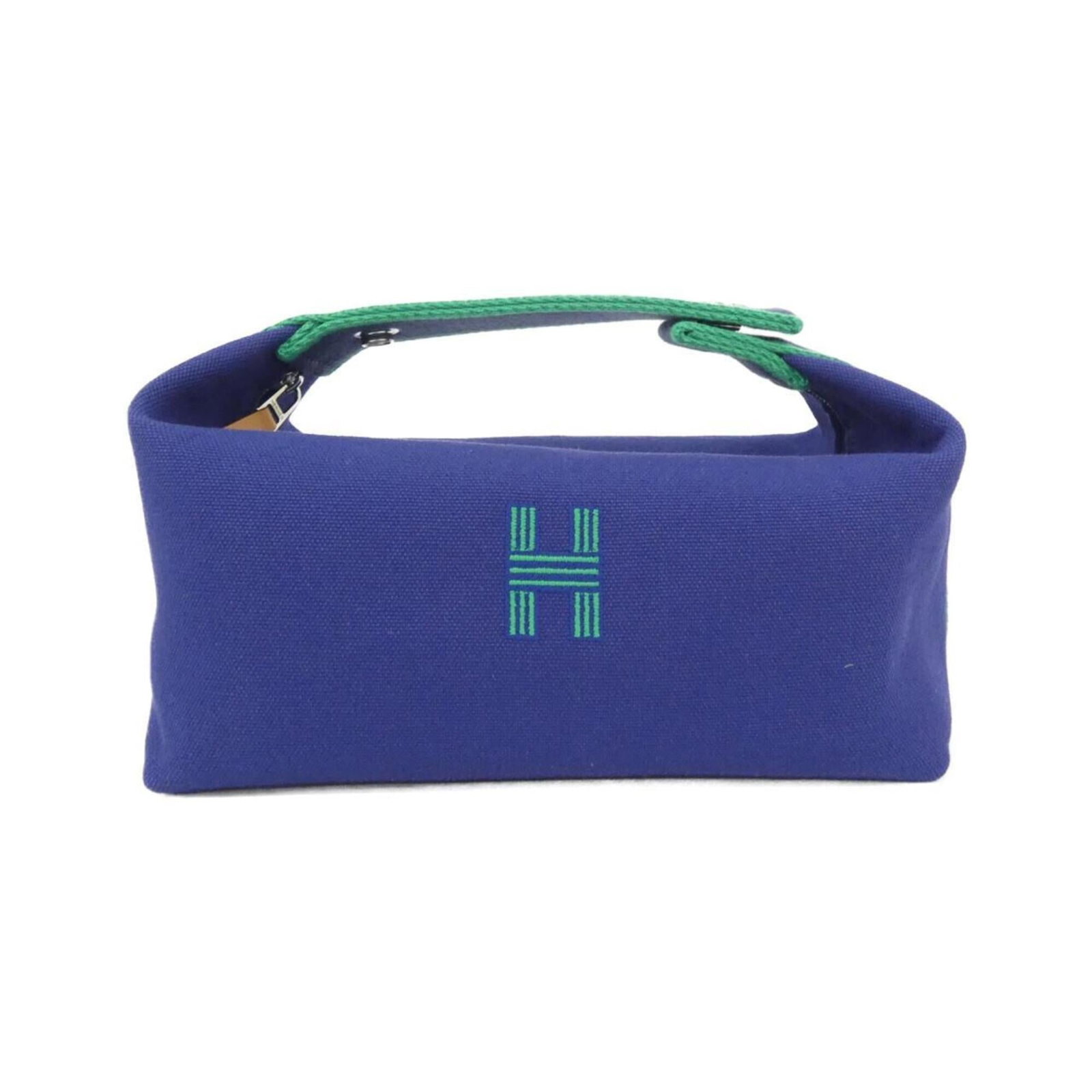 Handbag Canvas Pouch Hermes: Handbag Canvas Pouch Hermes Canvas pouch from the iconic Hermes brand, featuring a striking blue canvas design. This compact and stylish accessory measures 11.5cm x 20.5cm x 12cm, making it a