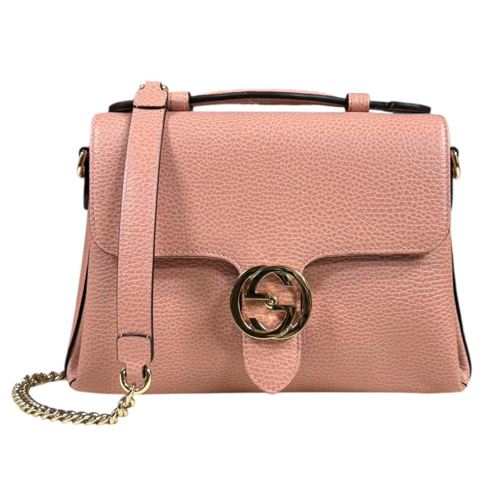 Shoulder Bag Leather: Shoulder Bag Leather Pink leather shoulder bag from Gucci, measuring 18cm x 26cm x 8cm. Made from high-quality leather, this stylish bag features a classic design with a signature pink hue. Item