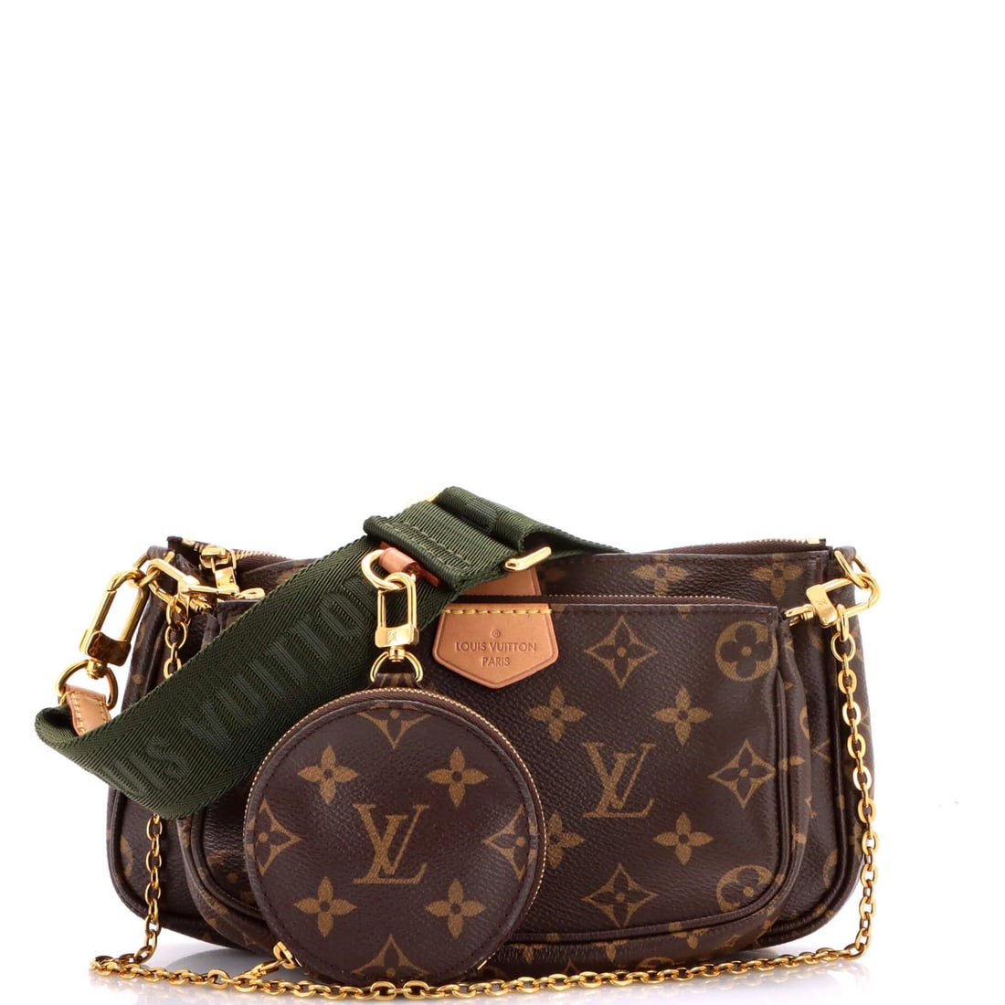 Louis Vuitton Monogram Canvas Pochette Multi Accessoires: Louis Vuitton Monogram Canvas Pochette Multi Accessoires Brown Louis Vuitton Monogram Canvas Pochette Multi Accessoires for sale. This cross body bag features a scuffed exterior with minor corner