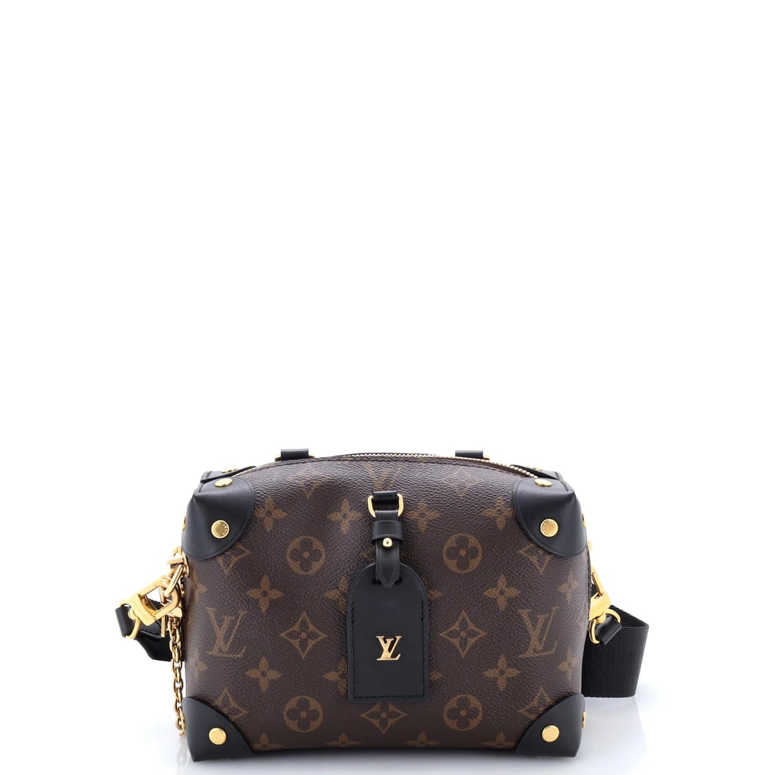Handbag Souple Malle Louis Vuitton Monogram Canvas with Leather: Handbag Souple Malle Louis Vuitton Monogram Canvas with Leather This Louis Vuitton Petite Malle Souple Handbag features a classic monogram canvas exterior with leather accents, showcasing the iconic